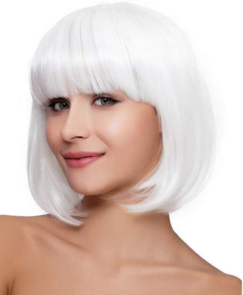 Short Straight Bob Hair Wigs 10" Natural Black Synthetic Party Costume Wig