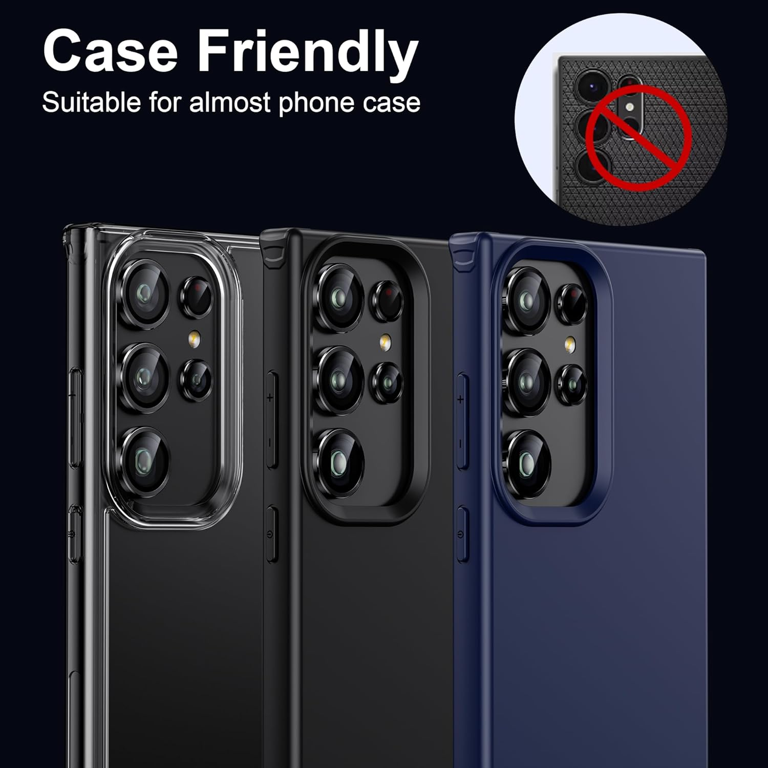 WSKEN for Samsung Galaxy S24 Ultra Camera Lens Protector, Ultra Thin Scratch Resistant 9H Tempered Glass with Aluminum Metal Circle Camera Screen Protector Cover Accessories, Black image number 4