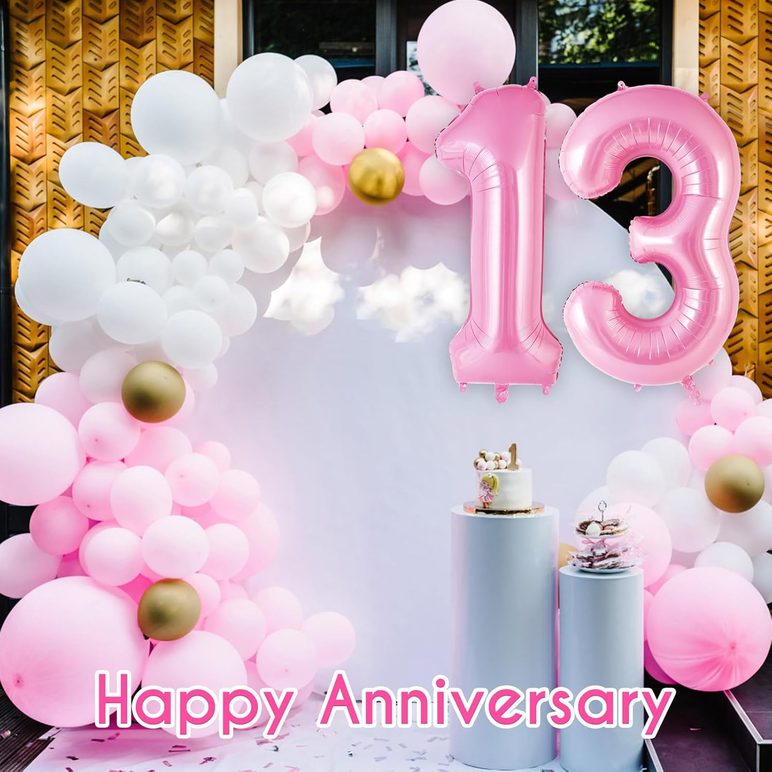 Pink Number 13 Balloon, 40 Inch Big Large Foil Helium Number Balloons, Giant Mylar Number 13 Balloons for 13 Years Old Birthday Party Decorations Supplies Anniversary image number 5