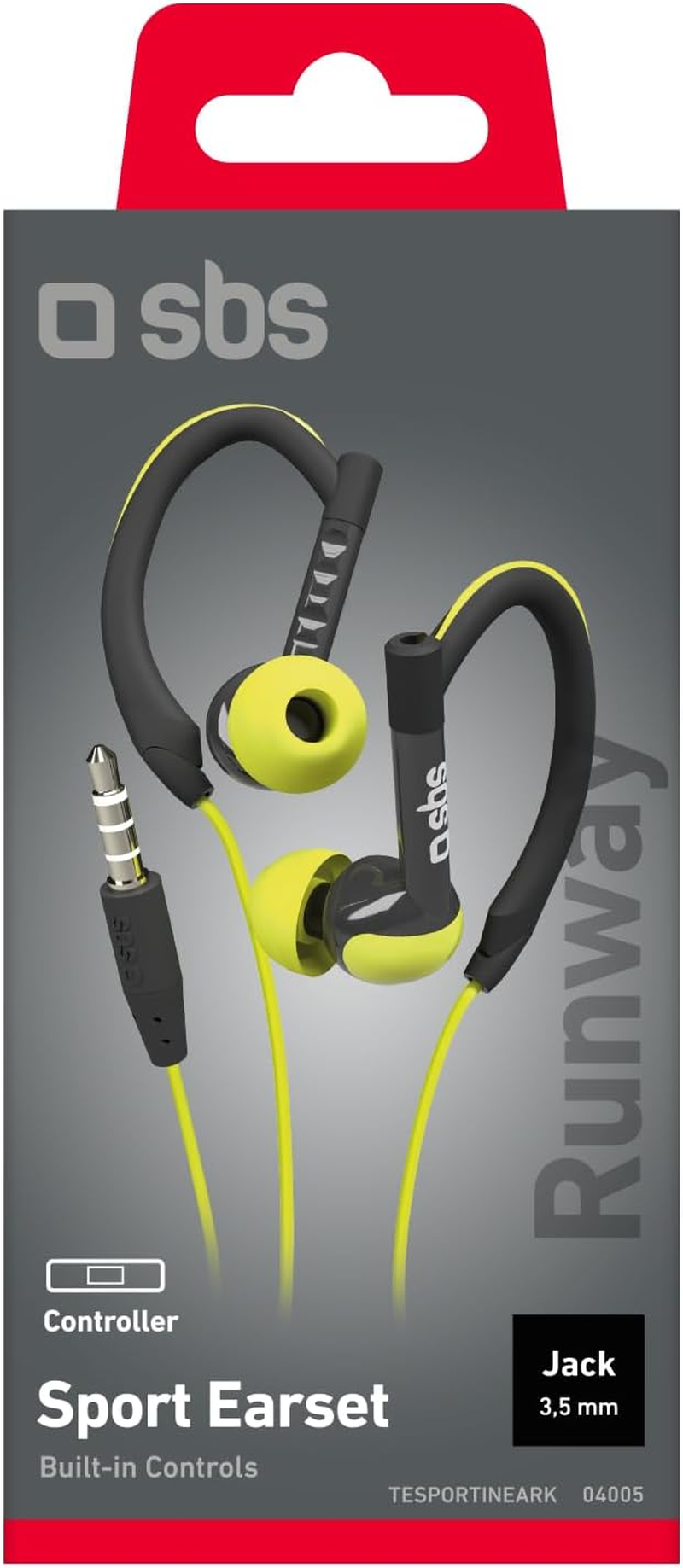 SBS Runway Sport Stereo Wired In-Ear Headphones with Earplugs, Microphone and Answer Button, Canvas Bag, Yellow and Black, One Size