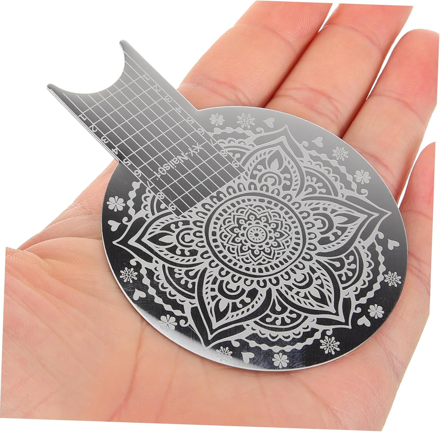 NIYANGLE 3Pcs Nail Polish Painted Steel Plate Templates Nail Stamper Grooming Stampers Blue Stainless Steel image number 1