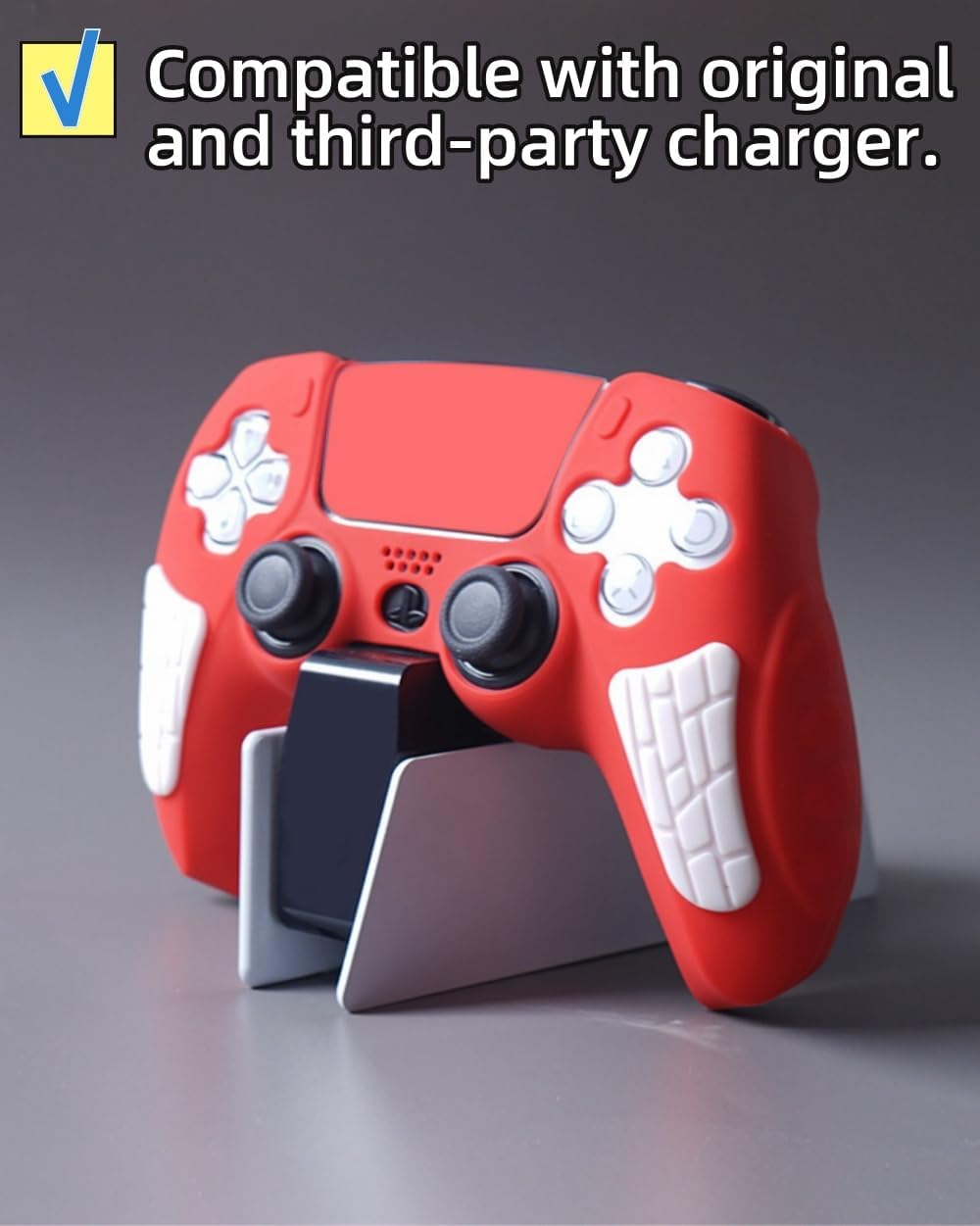 XP-1 PS5 Controller Silicone Grip Cover Case with Thumb Grips, Joystick Protectors, and Anti-Slip Skin &ndash; Compatible with PS5. (Blue/Black) image number 5