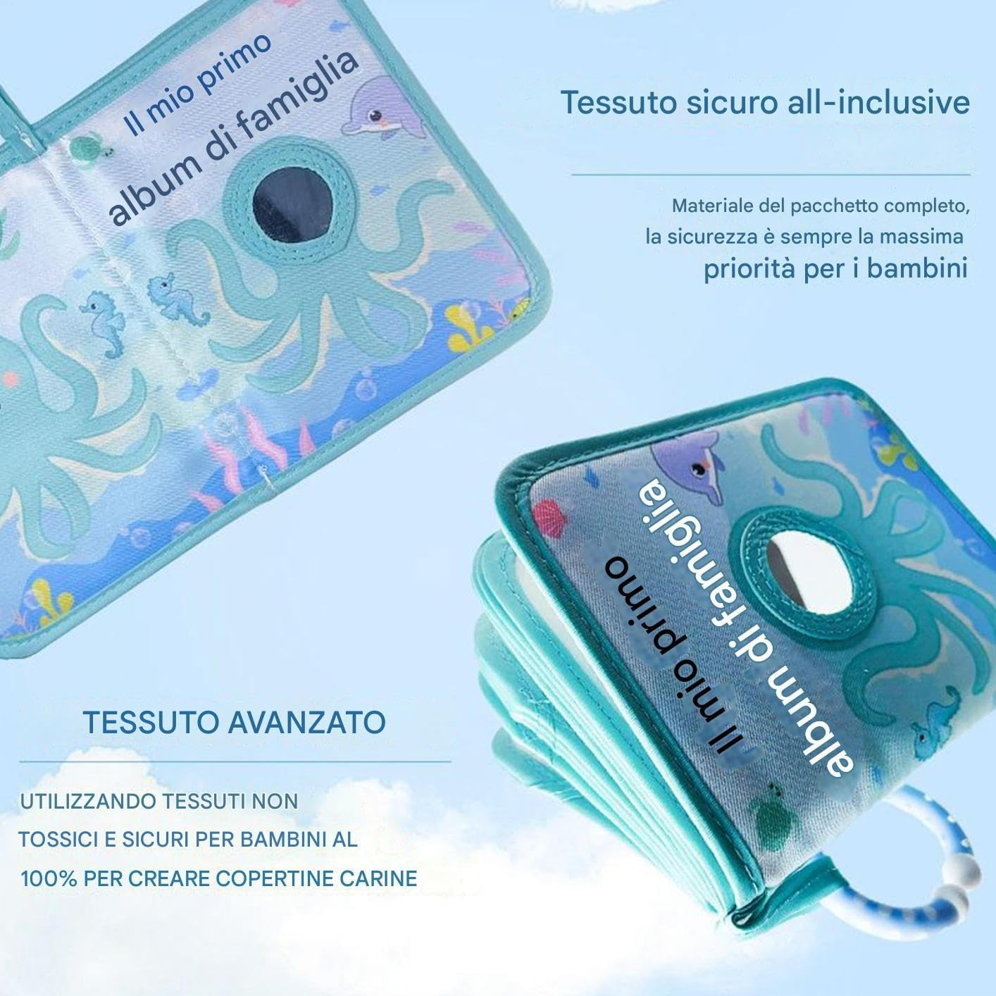 Soft Fabric Baby Photo Album - 4X6 Picture Holder for Baby, Girl, Boy | Octopus Design First Memory Book for Family, Children, Parents, Grandparents | Home Nursery image number 5