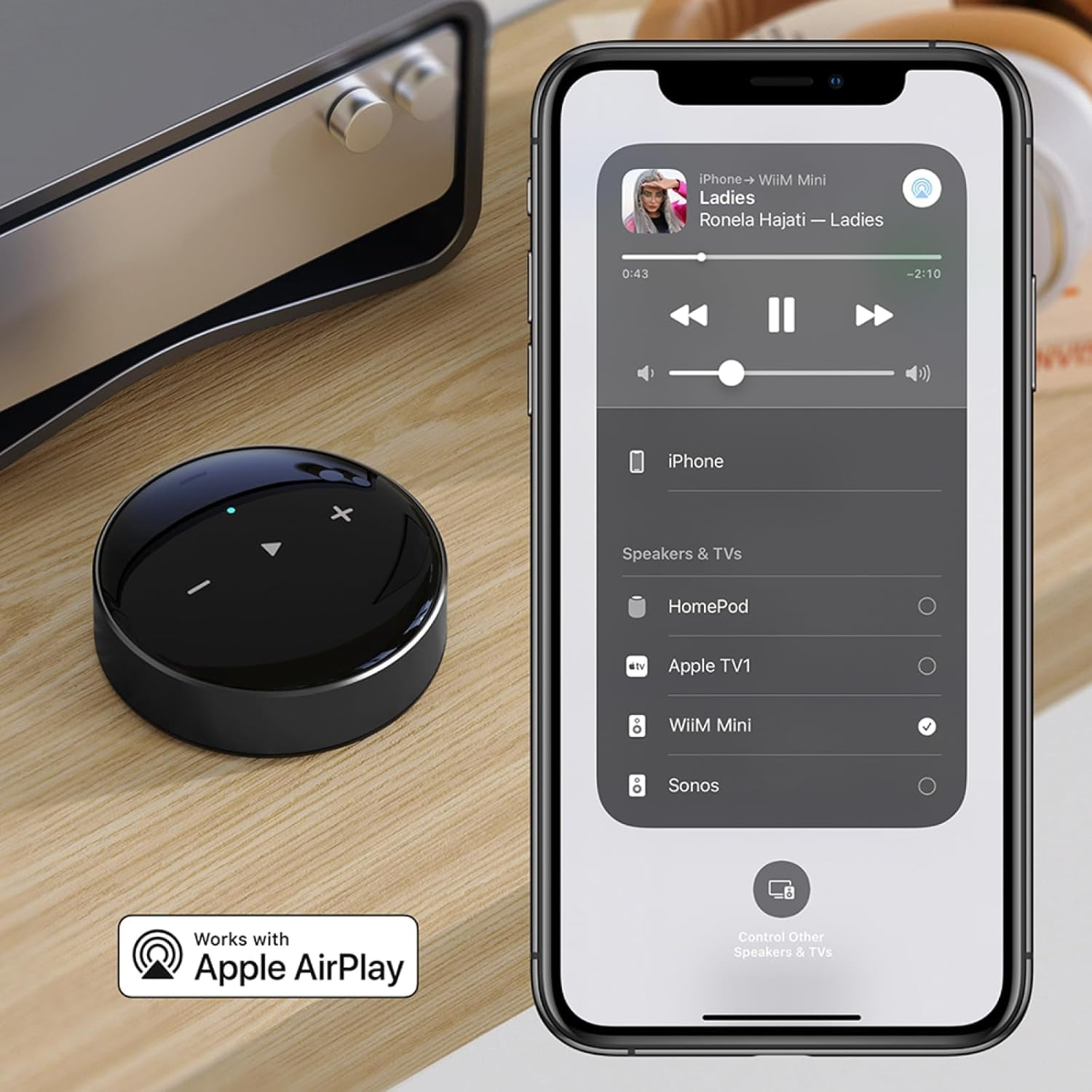 Wiim Mini Airplay 2 Wireless Audio Streamer, Multiroom Stereo, Preamplifier, Works with Alexa and Siri Voice Assistants, Stream Hi-Res Audio from Amazon Music, Tidal and More image number 3