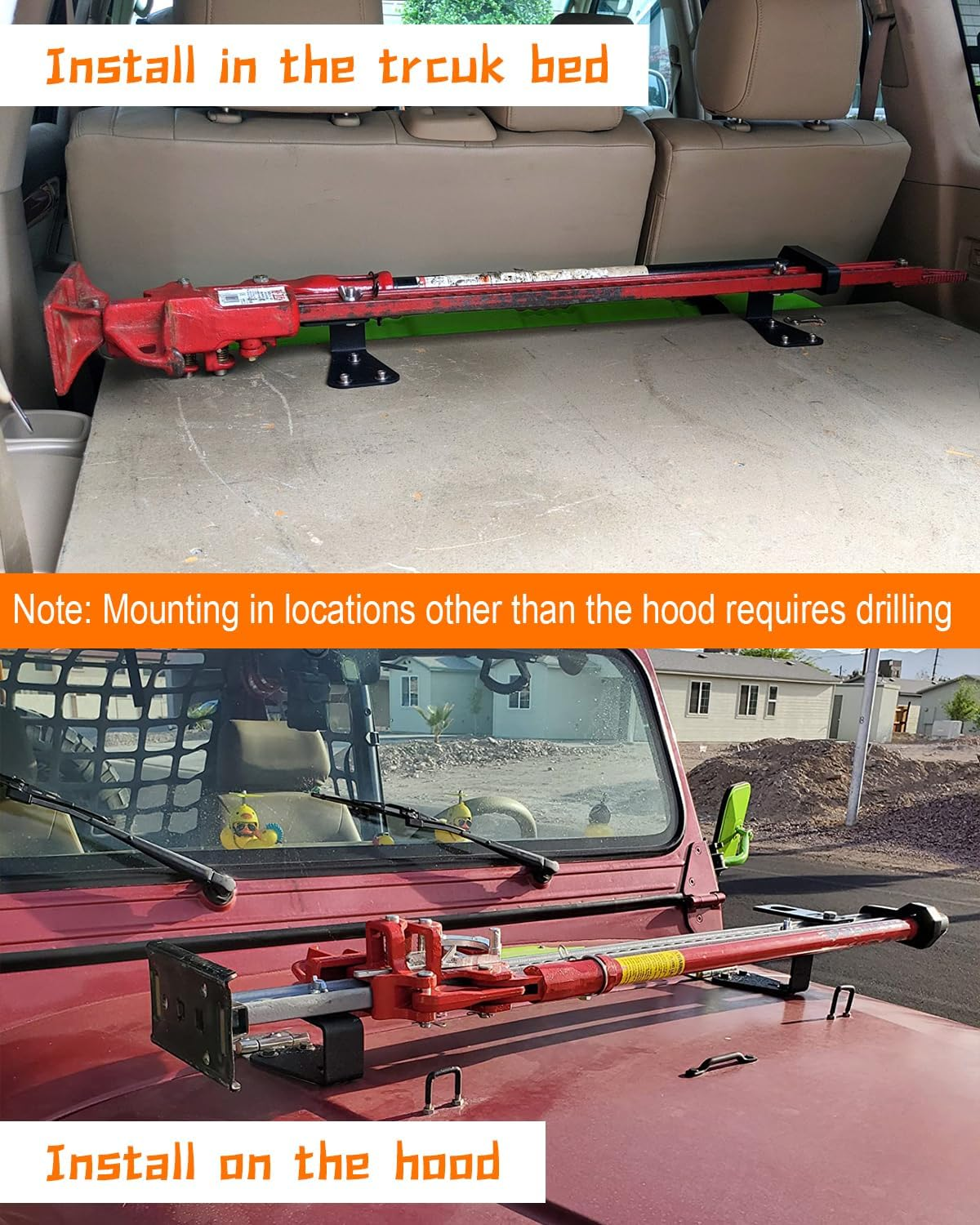 High Lift Jack Hood Mounts, Steel Hinge Hi Lift Jack Stand Mount Compatible with Jeep Wrangler CJ 1944-1986 / YJ 1987-1995 / TJ 1997-2006, 2 Pack, Black image number 1