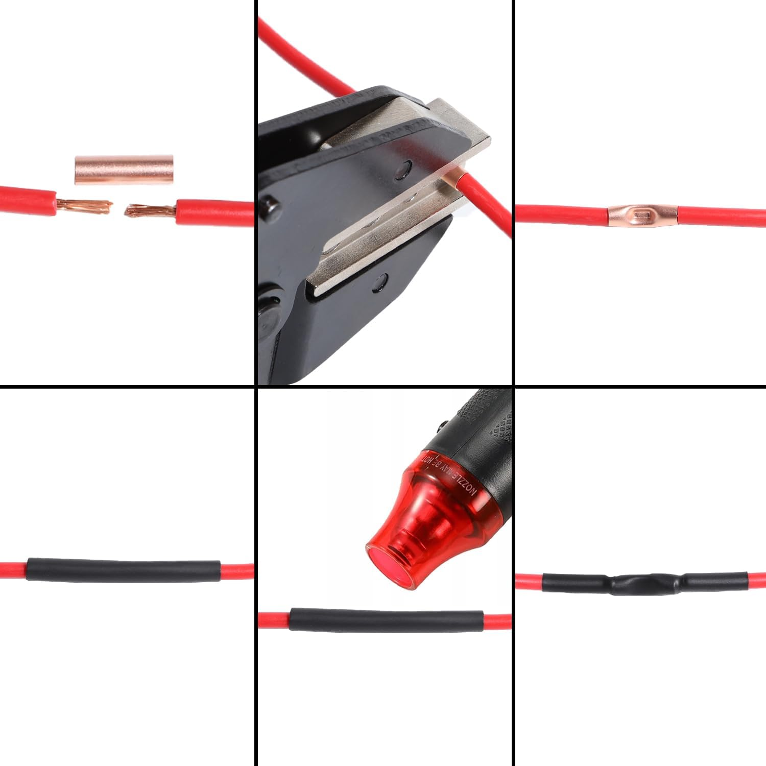 Aikoolwer Wire Ferrules Terminals Kit Tinned Copper 7 Sizes Crimp Connector Crimper Crimping Tool Non Insulated Electrical Cable Pin Cord End Assortment with 48Pcs Heat Shrink Tubing image number 1