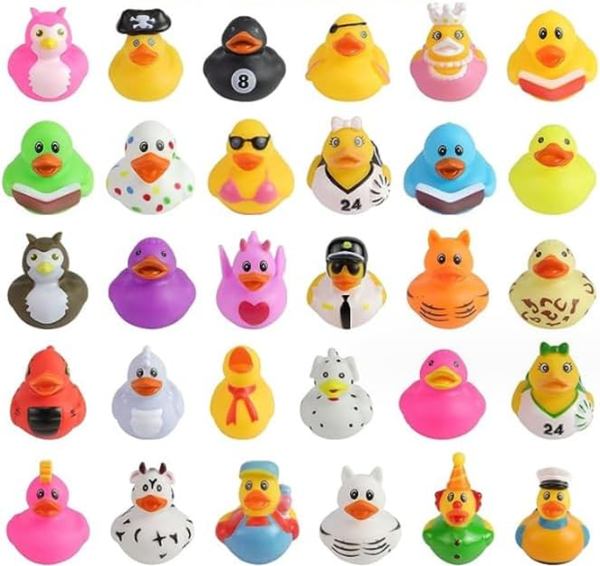 30 PCS Rubber Ducks, HMNXG Random Assortment Mini Rubber Duckie Toys for Kids Baby Bath Shower Toys, Birthday Gifts, Summer Beach Pool Activity, Carnival, Holiday Party Favors image number 5