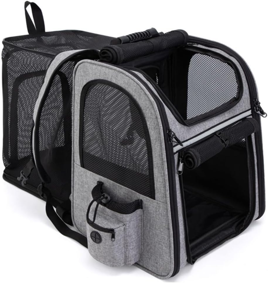 Portable Cat Backpack with Breathable Mesh Pet Backpack Large Capacity Expandable Backpack for Small Dogs, Puppies, Medium Cats, Suitable for Hiking, Camping, Outdoor Activities. (Fluorescent Green)