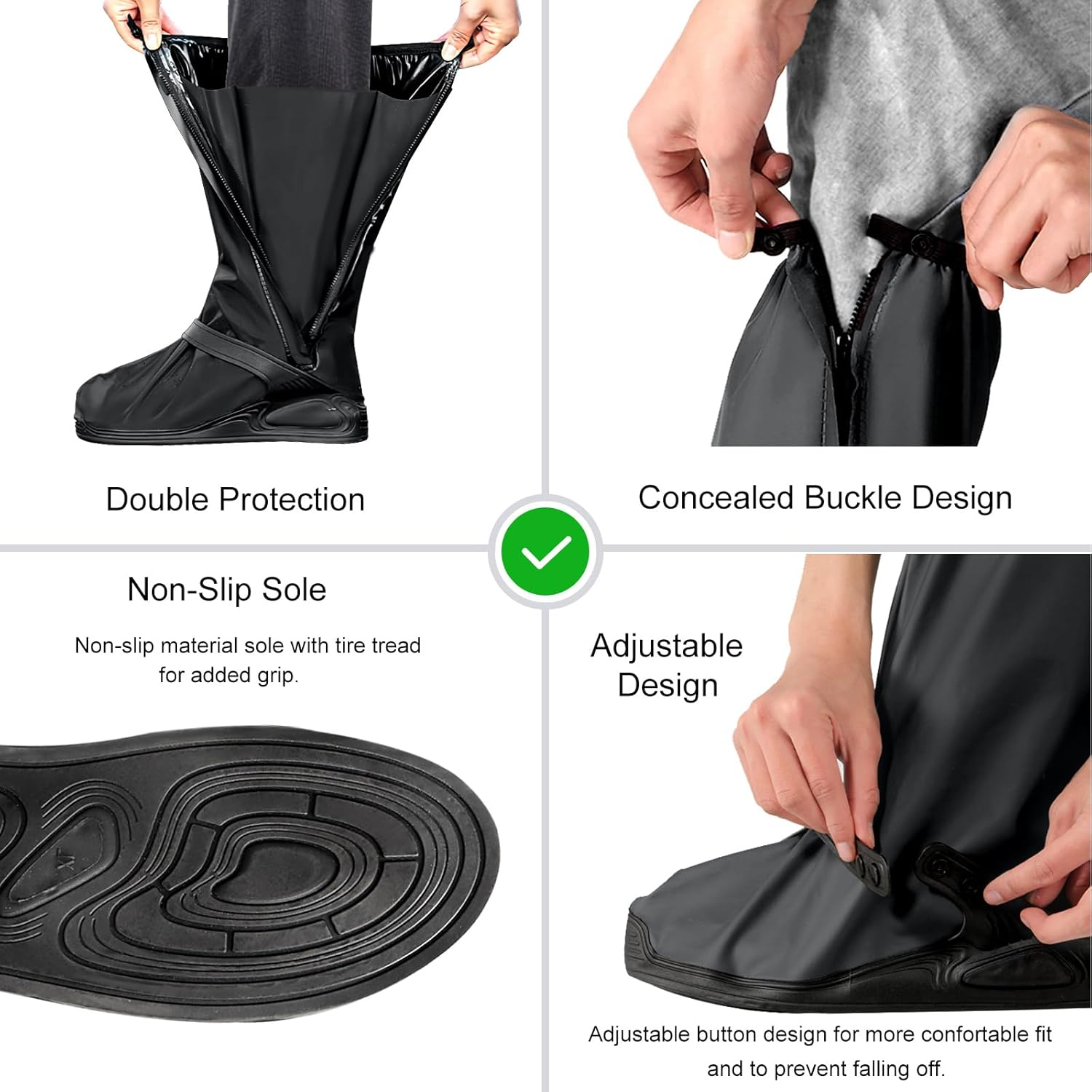 Rain Shoe Covers, Reusable Waterproof Rain Cover for Shoes, Non-Slip PVC Snow Boot Covers for Men and Women image number 4