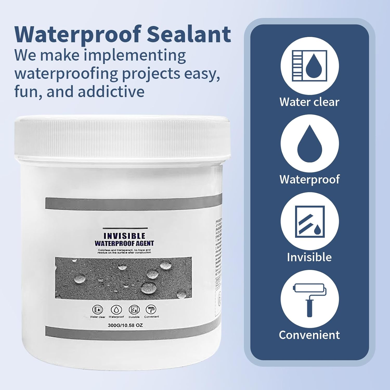 Transparent Waterproof Coating, Waterproof Sealant, Invisible Waterproof Agent, Suitable for Waterproofing and Anti-Seepage on Concrete and Ceramic Tile Surfaces(10.58 Oz) image number 3