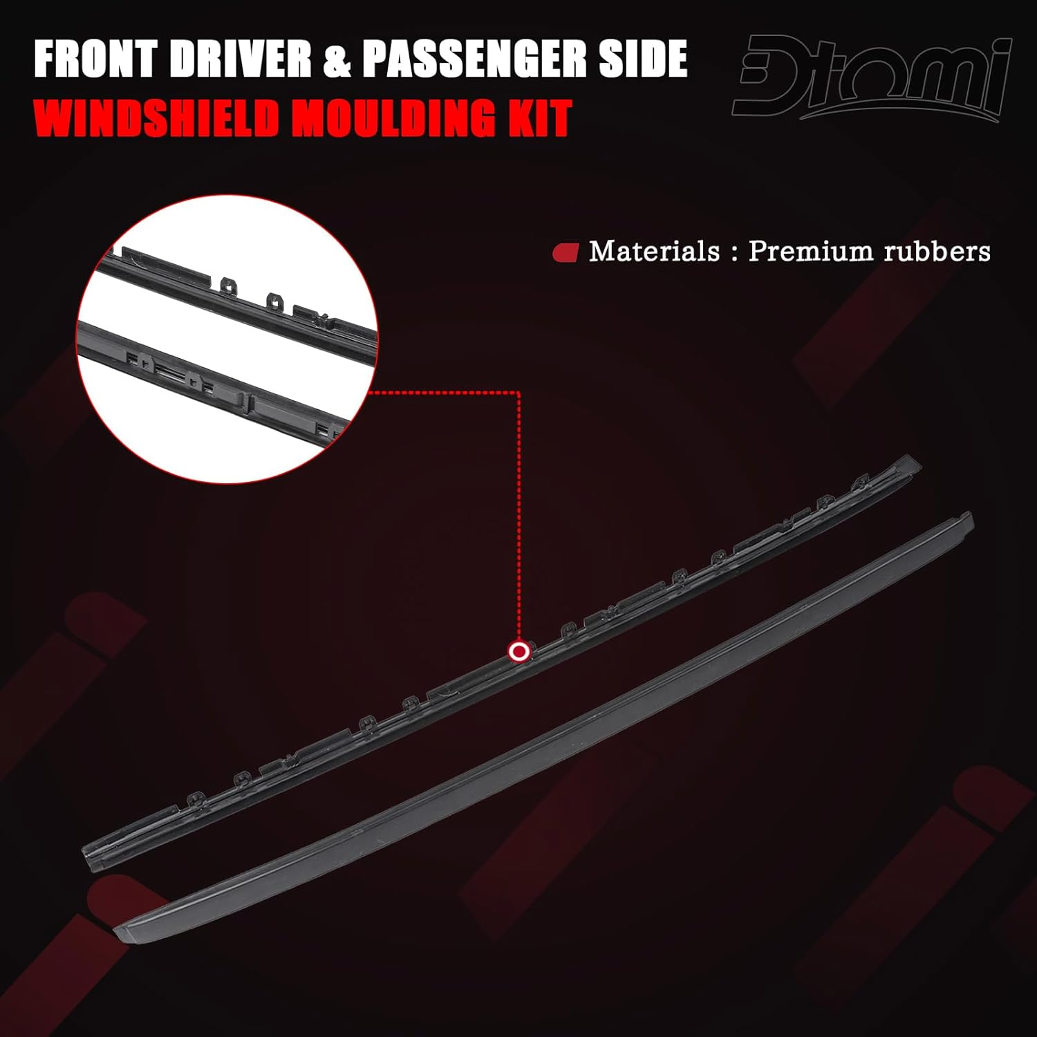 Dtomi Front Driver & Passenger Side Windshield Moulding Kit Automotive Replacement Parts Compatible with Lexus Vehicle GX460 Land Cruiser Prado 2010-2022 Replace# 75536-60010 75535-60020 75545-53011 image number 1