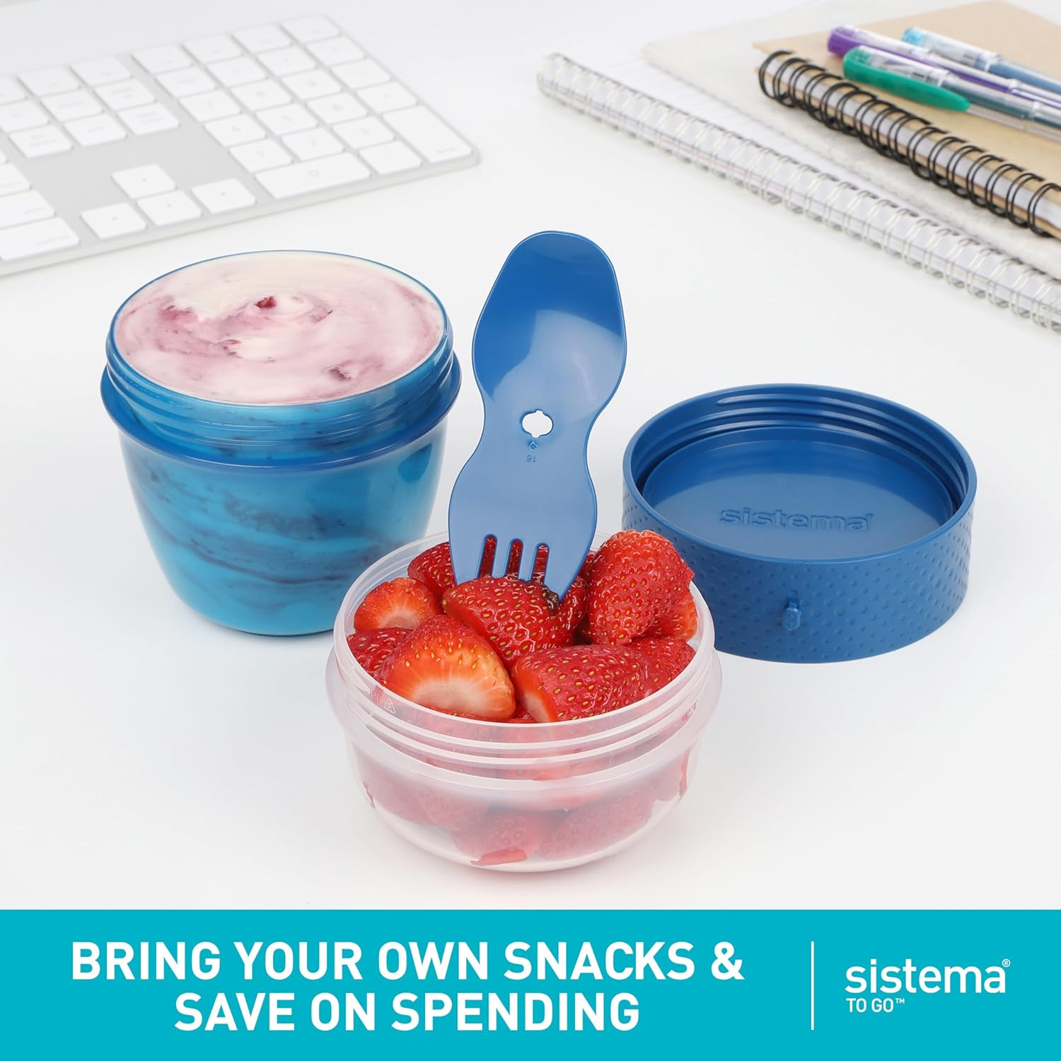 Sistema Snack Capsule to Go | with 2 Compartments & Spork | 515 Ml | Assorted Colours image number 4