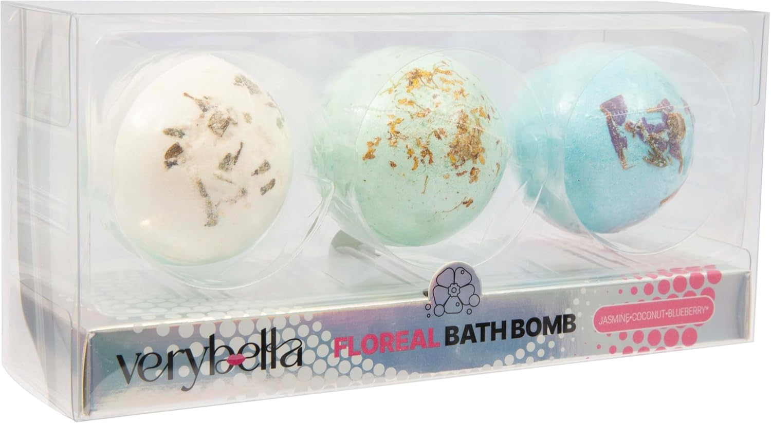 Very Bella Floreal Bath Bombs &ndash; Set of 3 Kids&rsquo; Bath Bombs in Blue, Green & White &ndash; Fizzy, Colourful & Lightly Scented &ndash; Safe for Girls Aged 6+ &ndash; Fun Bath-Time Treats for Relaxing Soaks