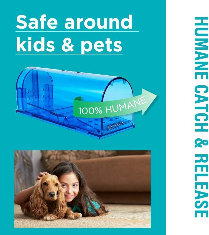 Humane Mouse Trap | Catch and Release Mouse Traps That Work | Mice Trap No Kill for Mice/Rodent Pet Safe (Dog/Cat) Best Indoor/Outdoor Mousetrap Catcher Non Killer Small Mole Capture Cage (2 Pack)