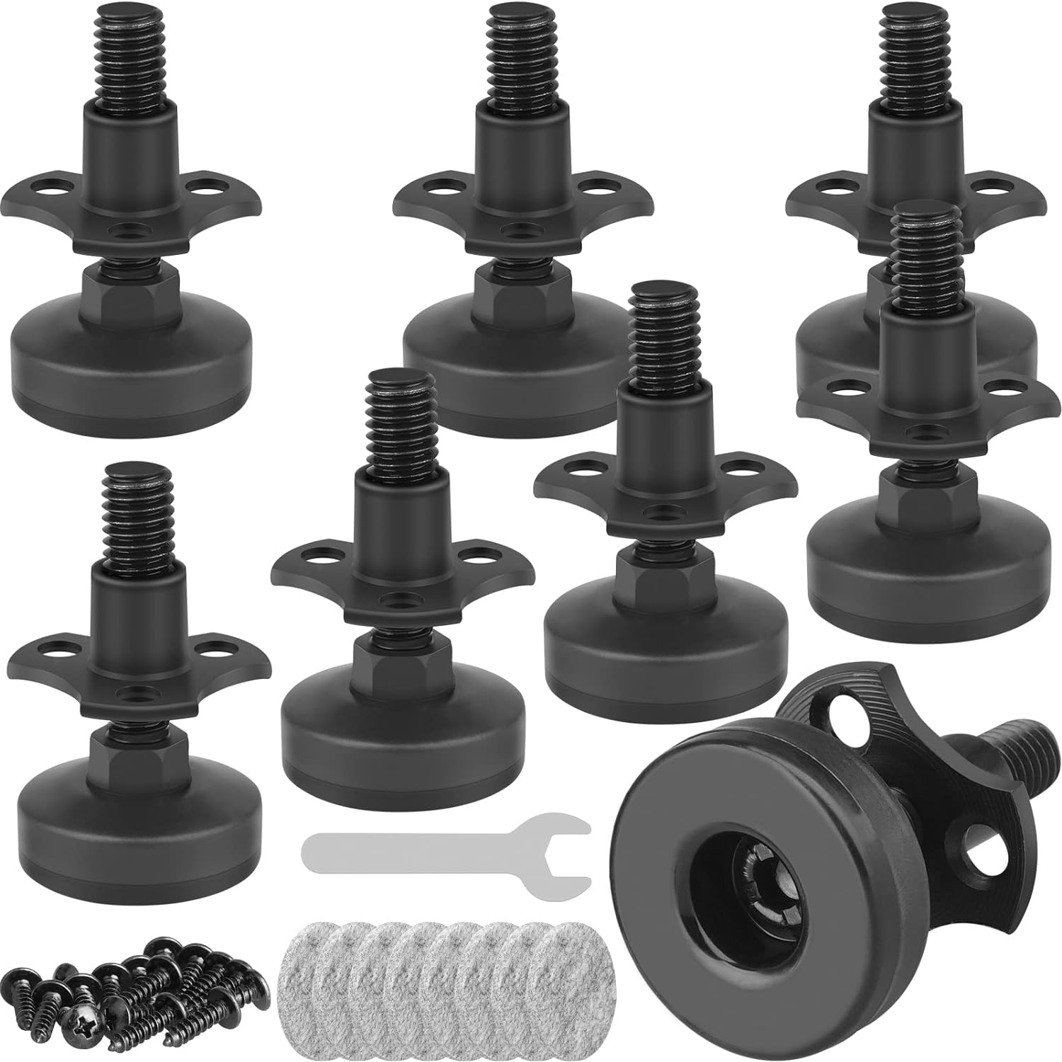Heavy Duty Furniture Levelers 3/8''-16 Thread W/ T-Nut Kit Furniture Leveling Feet Adjustable Furniture Levelers for Tables,Cabinets,Chairs,Workbench,Sofa and More,Large Base Supports 1320Lbs-4 Packs