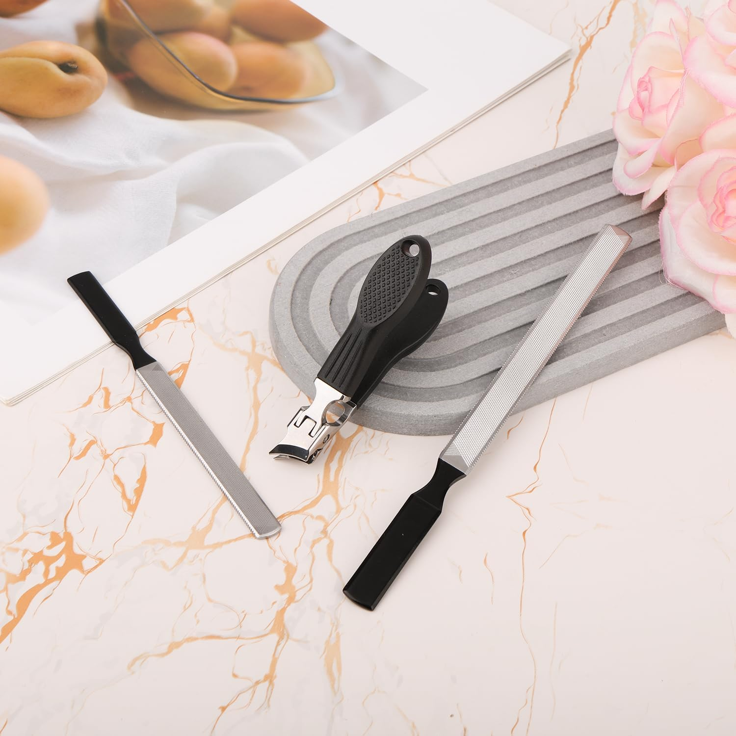 BOXOB Black Nail Clippers, Stainless Steel Household Nail Clipper Files Wide Jaw Opening Anti-Splash Slanted Fingernail Trimmer for Women and Men Pet image number 1