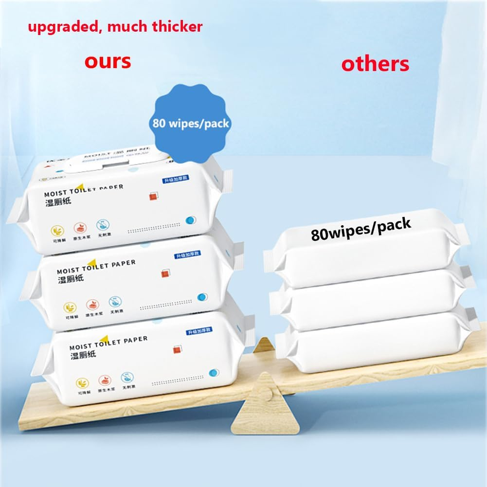 Mumoo Bear Wet Toilet Paper, Adult Flushable Wipes - 80 Wipes- Plant-Based Fibers for Direct Skin Contact and Toilet-Friendly Use in Personal Cleansing Routine(1 Pack) image number 5