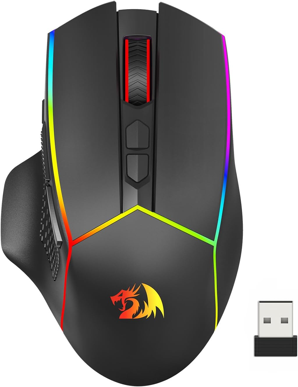 Redragon Wireless Gaming Mouse, Tri-Mode 2.4G/Usb-C/Bluetooth Ergonomic Mouse Gaming, 8000 DPI, RGB Backlit Programmable Wireless Mouse, Rechargeable, 250 Hrs for Laptop PC Mac, M814 image number 5