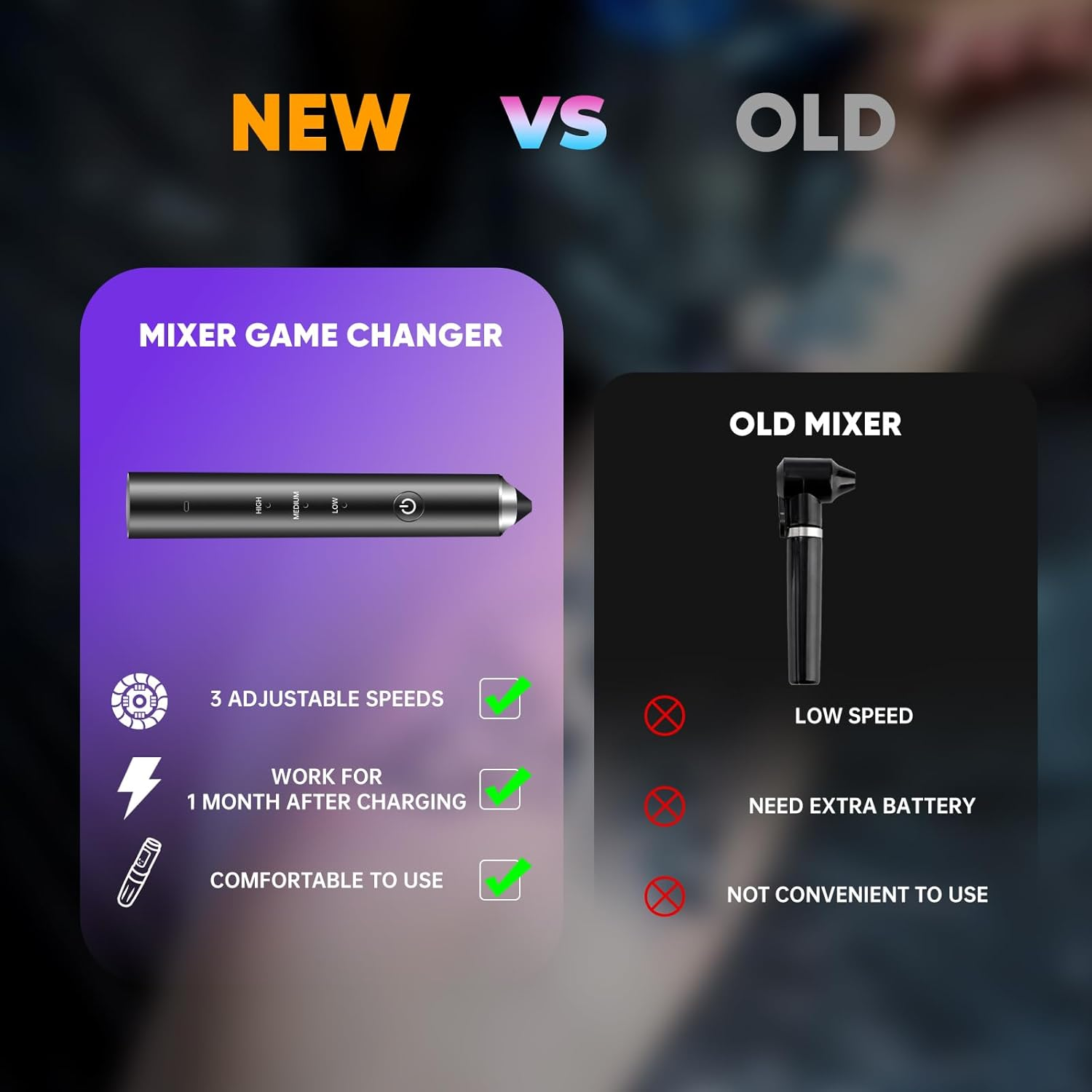 Tattoo Ink Mixer Gun Machine, Mixers Game Changer, 3 Adjustable Speeds Wireless Mixer, without Continuous Pressing, New Rotary Tattoo Pigment Mix-Er Set with 100Pcs Mixing Sticks image number 3