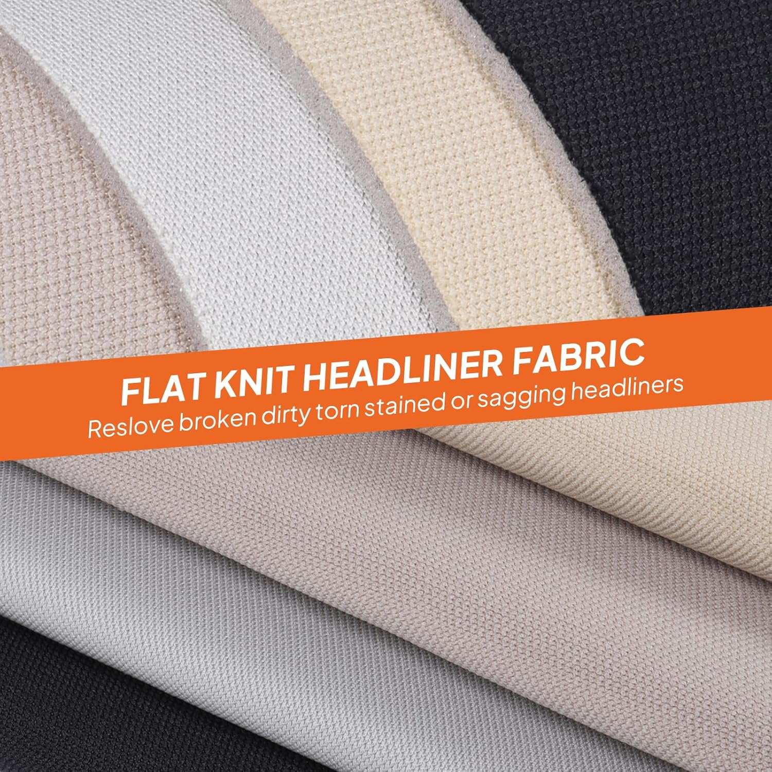 Foam Backed Automotive Flat Knit Headliner Fabric Roof Lining Upholstery Craft Replace 1.5M Width (Grey, 1.5M X 2.2M) image number 2