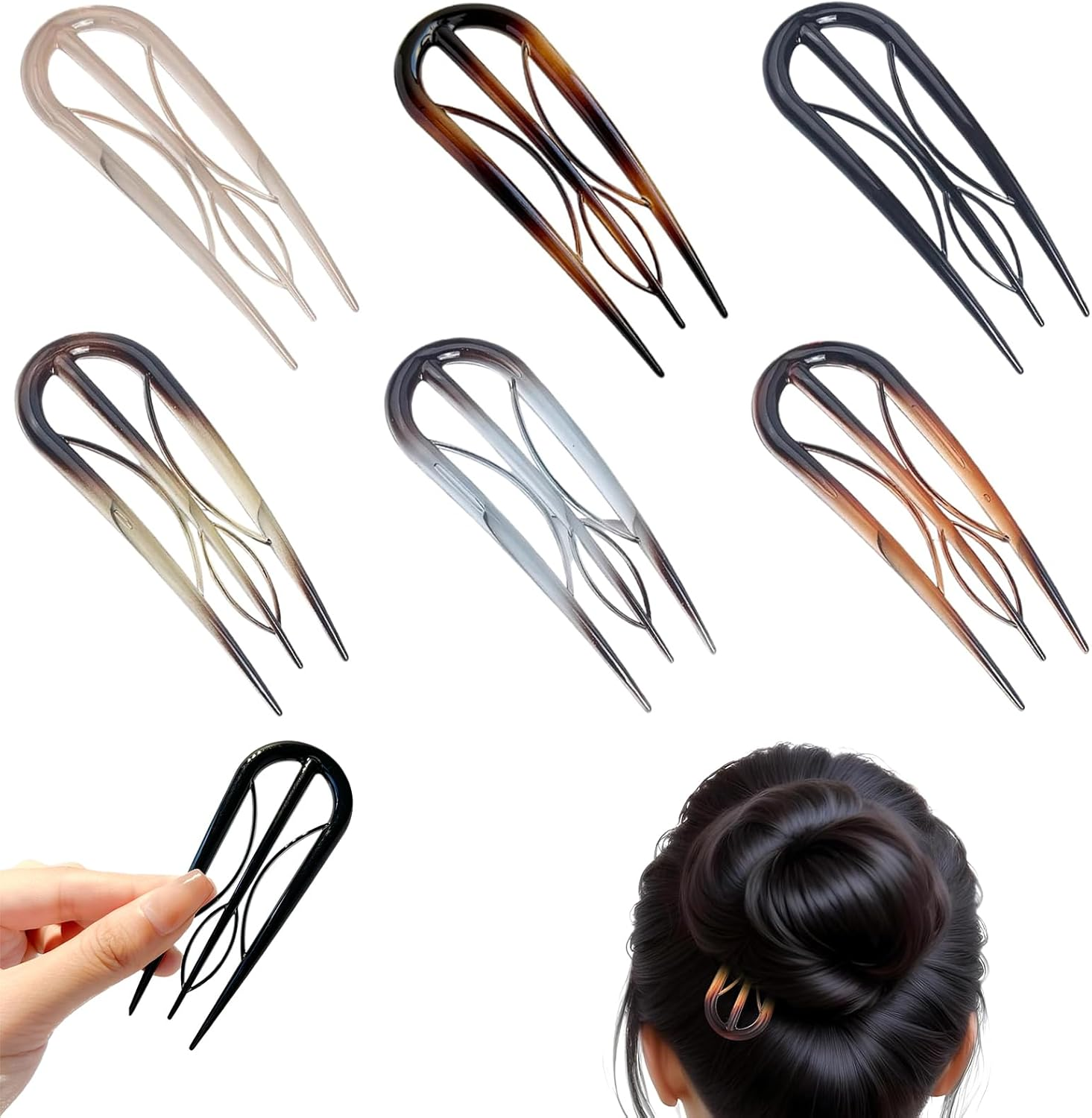 Aililong Pack of 6 Large French Hair Pins, U-Shaped Hairpin French Hair Pin Hair Clip French for Women, Durable French Hair Clip, French Twist Hair Pin Bobby Pins Hair Clips image number 5