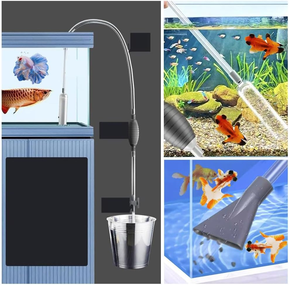 3.0M Aquarium Water Changer Gravel Vacuum for Fish Tank Cleaning Tools,Hot Tub Vacuum Spa Vac,Manual Spa Vacuum Wand Cleaner Cordless Pool Cleaner,Handheld Flexible Hose for Dirt(3 Cleaner Heads) image number 3