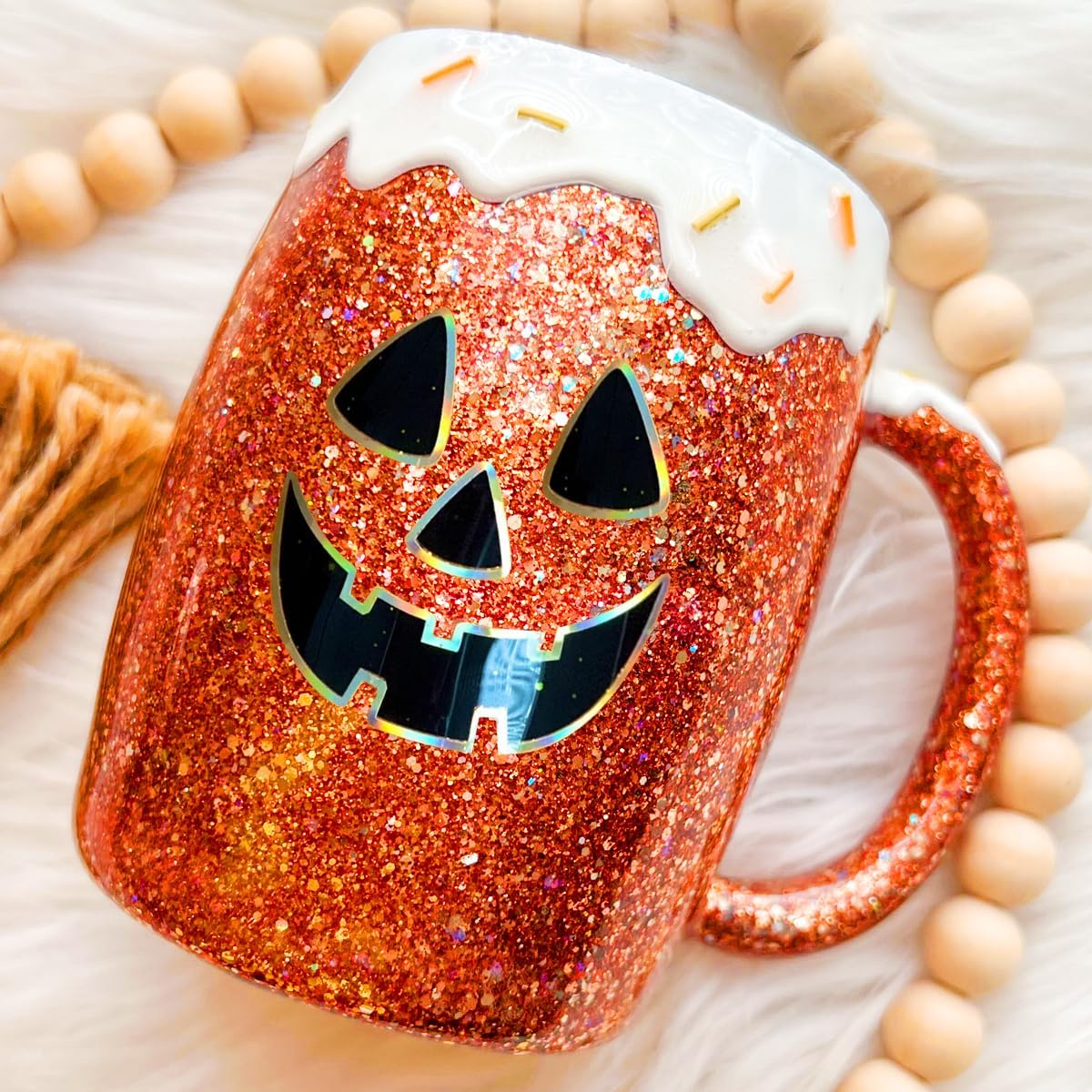 HEMOER Holographic Chunky Glitter, Orange 100 G Chunky Sequins Glitter, Craft Glitter for Resin, Face, Nail, Body, Crafts, Slime Festival Party Art, Glitter Powder for Nails Glitter - Black image number 4