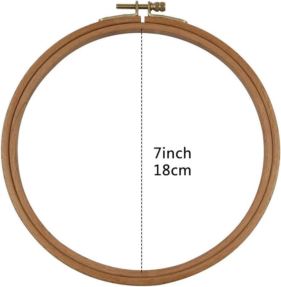 Guofa 2 Pack 7 Inch Embroidery Hoop, Beech Wood Cross Stitch Hoops, Decorative Hanging Embroidery Frame for Needlepoint Sewing Project