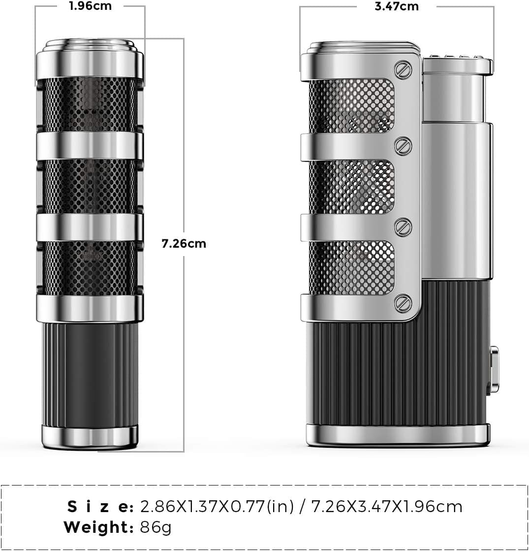 Triple Jet Flame Lighter Windproof Butane Turbo Torch Gas Lighter Refillable with Punch Cutter and Gift Box (Sold without Gas) image number 2