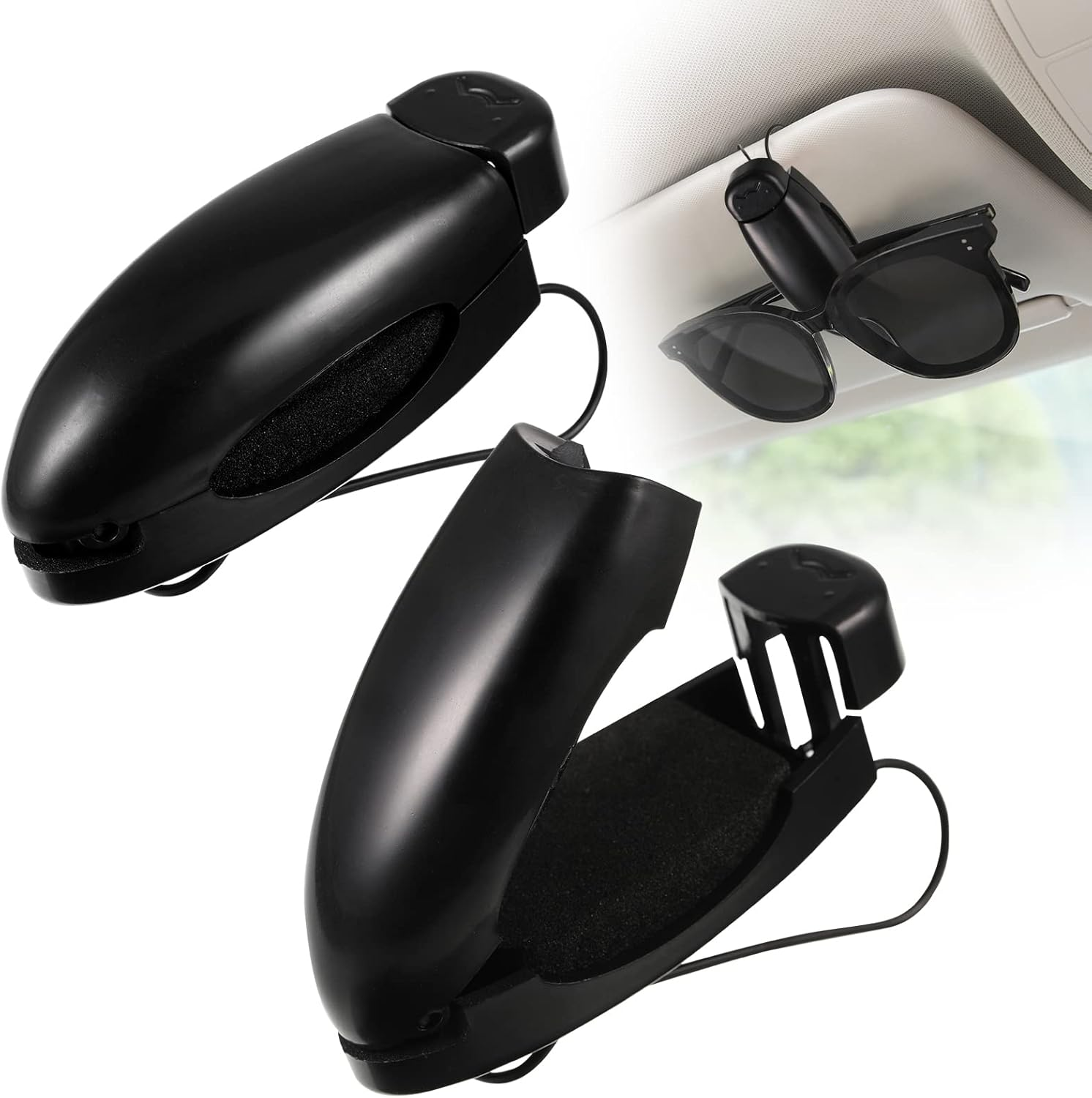 Car Glasses Holder Clip Sunglasses Visor Clips Car Sunglasses Holder Clip Sun Visor Glasses Holder Auto Sunglasses Holder for Car Car Visor Clip Eyeglasses Mount for Sunglasses Fits All Vehicles, 2Pcs image number 2