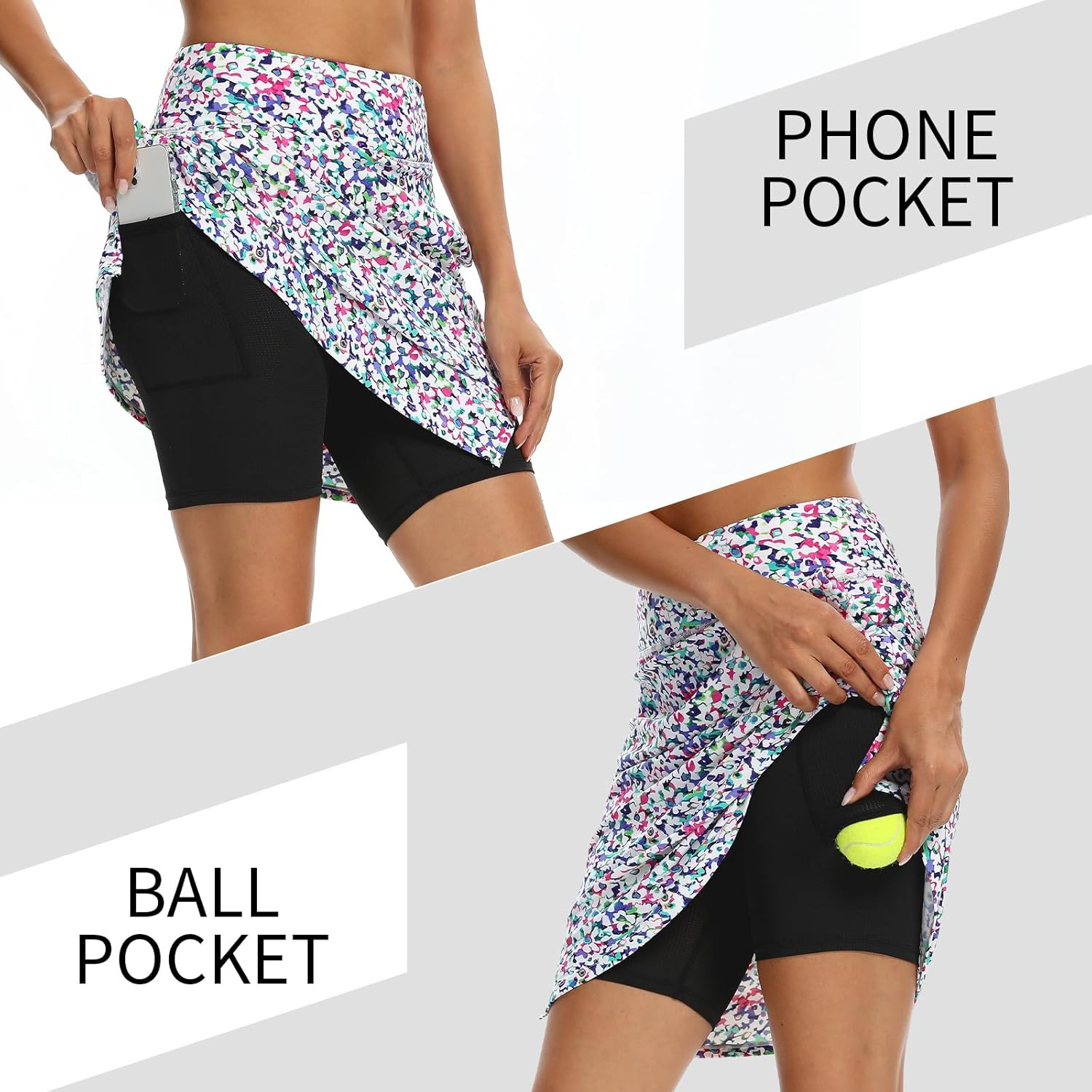 M MOTEEPI Modest Knee Length Skorts Skirts for Women Tennis Athletic Golf Skort with Pockets UV Protection High Waist image number 4