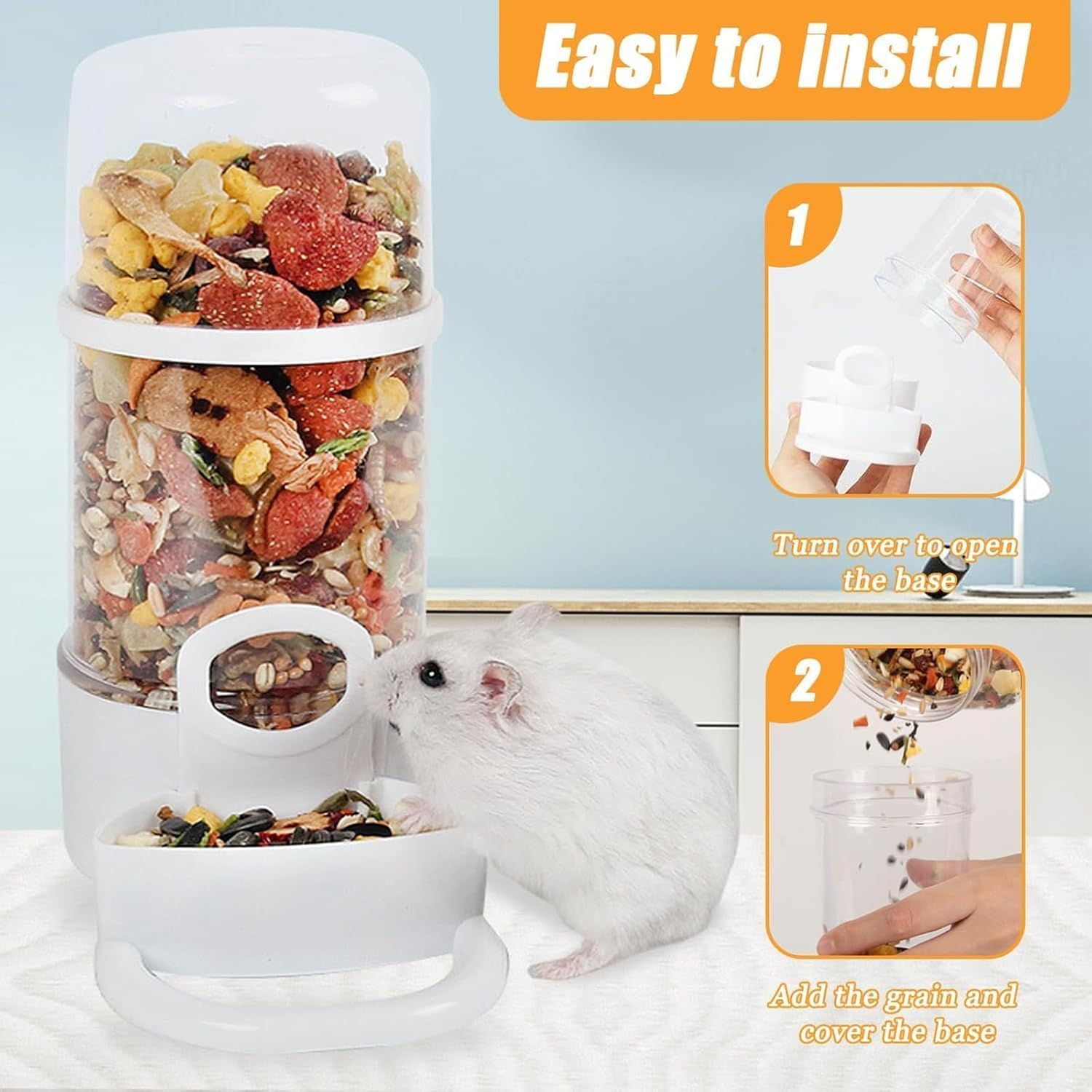 2 Pieces Bird Feeder Water Dispenser, Automatic Bird Feeder and Drinker Set for Cage, No Mess Hanging Parrot Food Bowl, Parakeet Cage Accessories for Hamsters,Pigeons,Parrot (A) image number 7