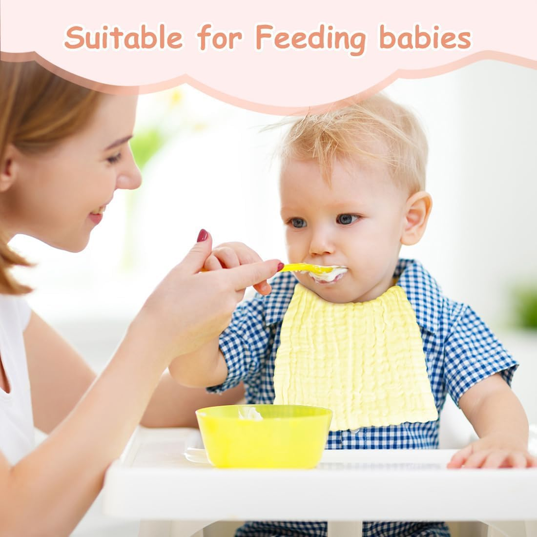 100% Cotton Baby Burp Cloths - 10Piece Soft Newborn Face Towel, Absorbent Bath Towel, Baby Wipes, Wearable Cotton Towel Drool Towel. Reusable Cotton Baby Burp Cloths image number 3