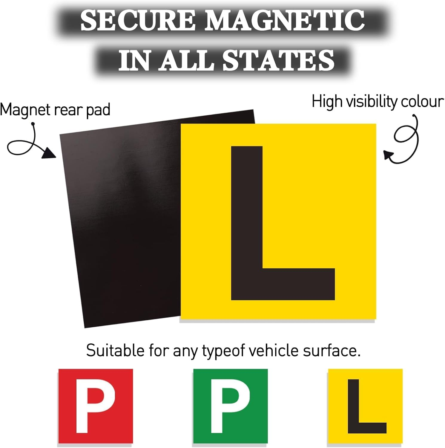 3 Pcs Magnetic Learner Driver Plates,Red Green P and L Plates with Magnetic for Learning Learner Driver Car Licence Australia