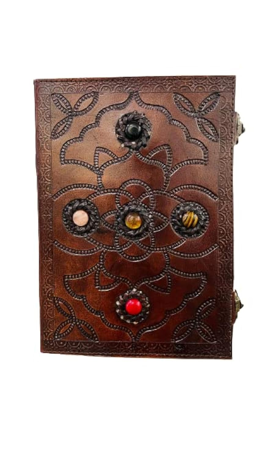 OVERDOSE Hand Embossed Stone Leather Journal - Handmade Antique Stone Journal for Students & Office for Men and Women Diary Sketchbook Drawing Notebook - Size 7 X 10 Inches | 17 X 25 Cm | A4 image number 6