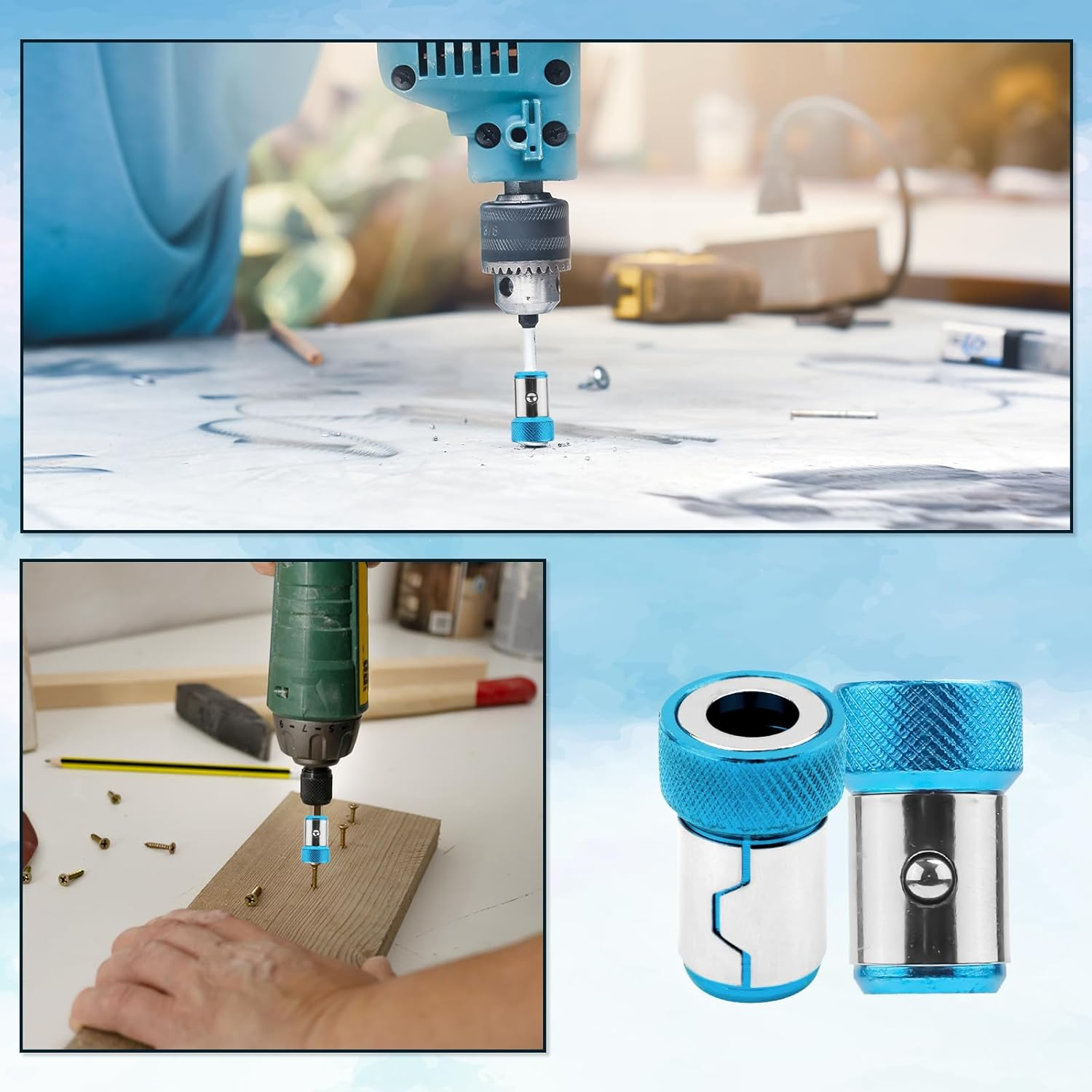 9Pcs Screwdriver Head Magnetic Rings, 3 Colors Premium Aluminum Magnetic Screw Ring Durable Screw Head Magnetic Ring for 1/4" Hex Screwdriver and Power Screwdriver Bits image number 6