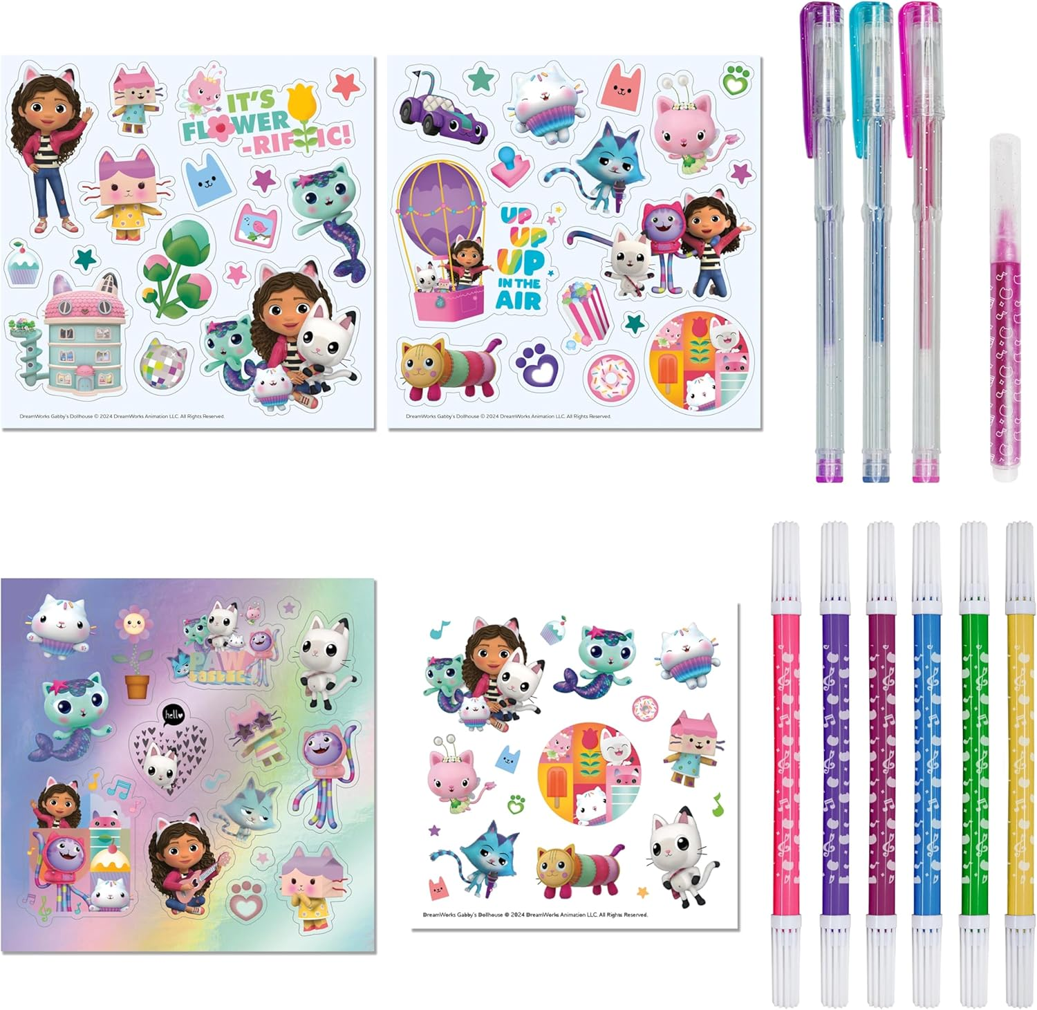 Hinkler Super Gabby'S Dollhouse 64-Page Colouring Book Kit with Markers, Stickers, Tattoo Sheet, and A3 Poster image number 2