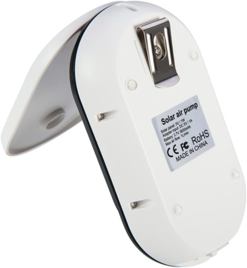 TEHAUX Solar Powered Aquarium Oxygen Pump Portable Fish Tank Air Aerator for Outdoor Fishing Quiet Oxygenation Design for Small to Medium Tanks