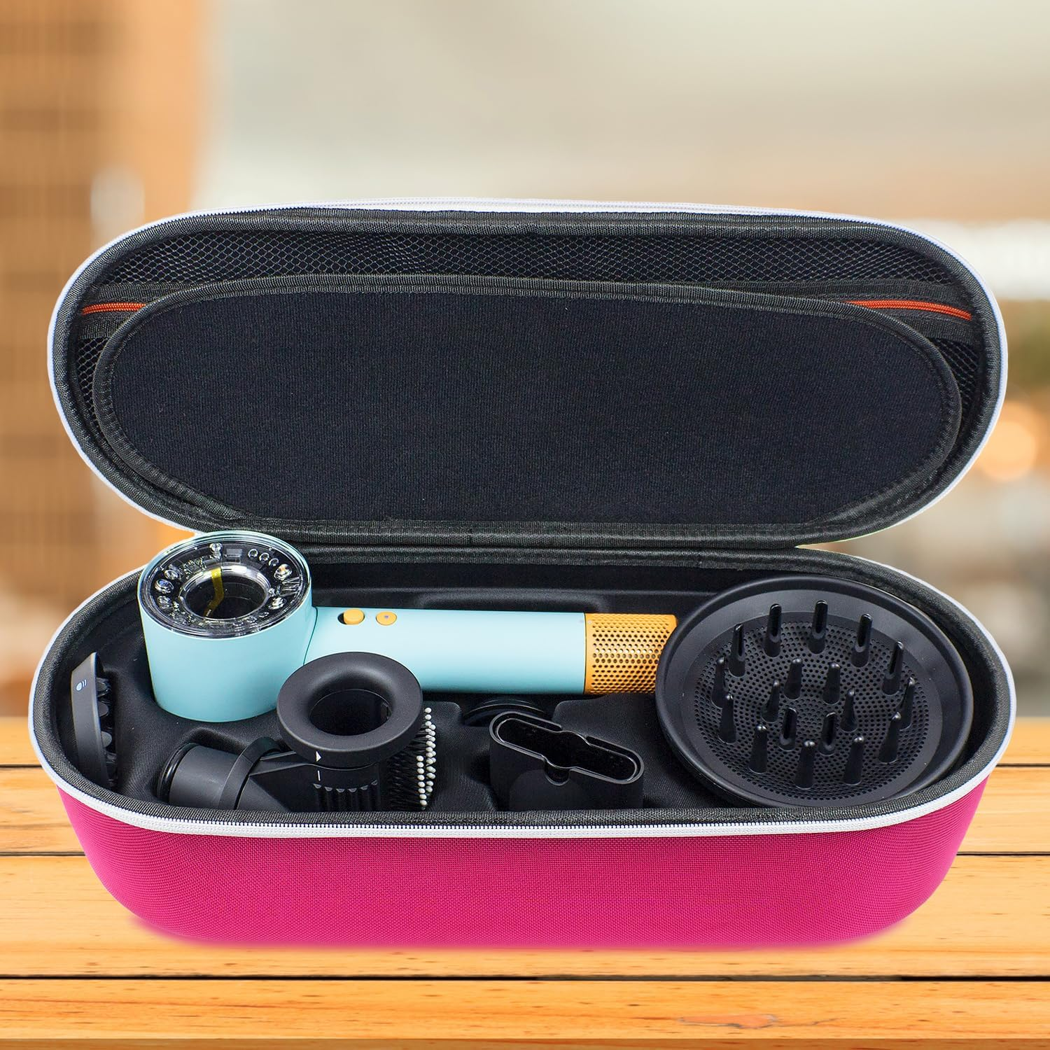 YIIWAY Hard Travel Case Compatible with Dyson Supersonic Nural Hair Dryer HD16, Case Only - Deep Pink YC86003 image number 1