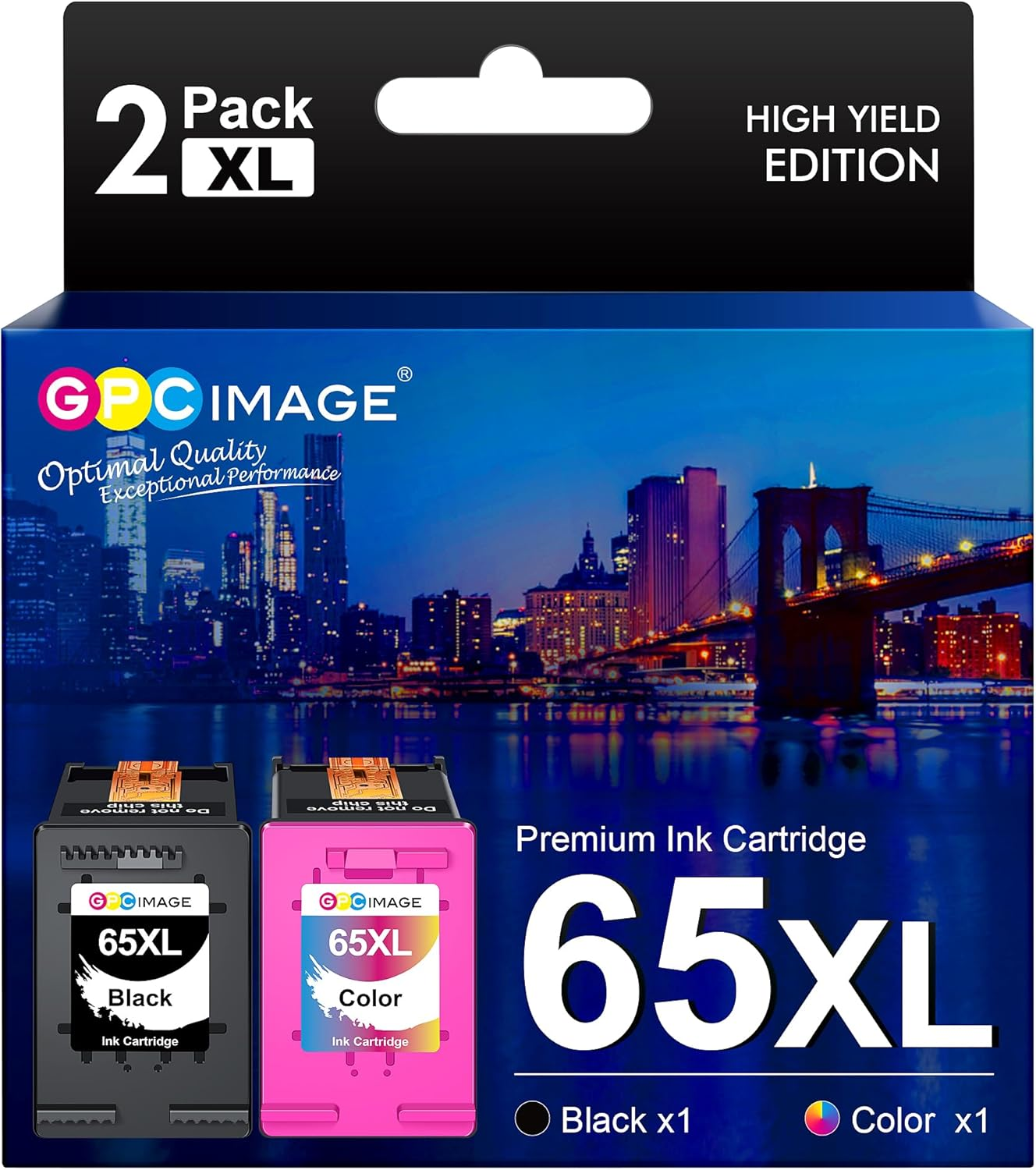 GPC Image Remanufactured 65XL Ink Cartridges Replacement for 65 XL Ink Cartridges Black Color Combo Pack Works for Deskjet 3720 3721 3755 5020 3700 2600 2620 2652 3722 3723 3752 (1 Black 1 Color) image number 3