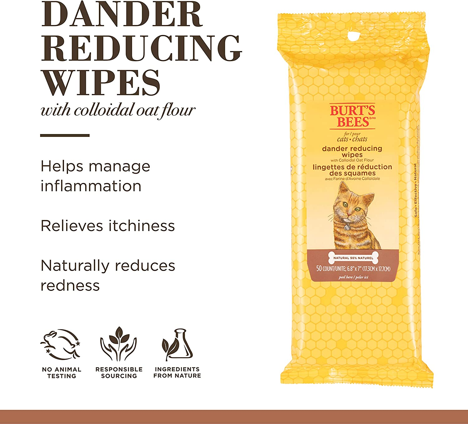 Burts Bees Cat Dander Wipes-50Ct image number 1