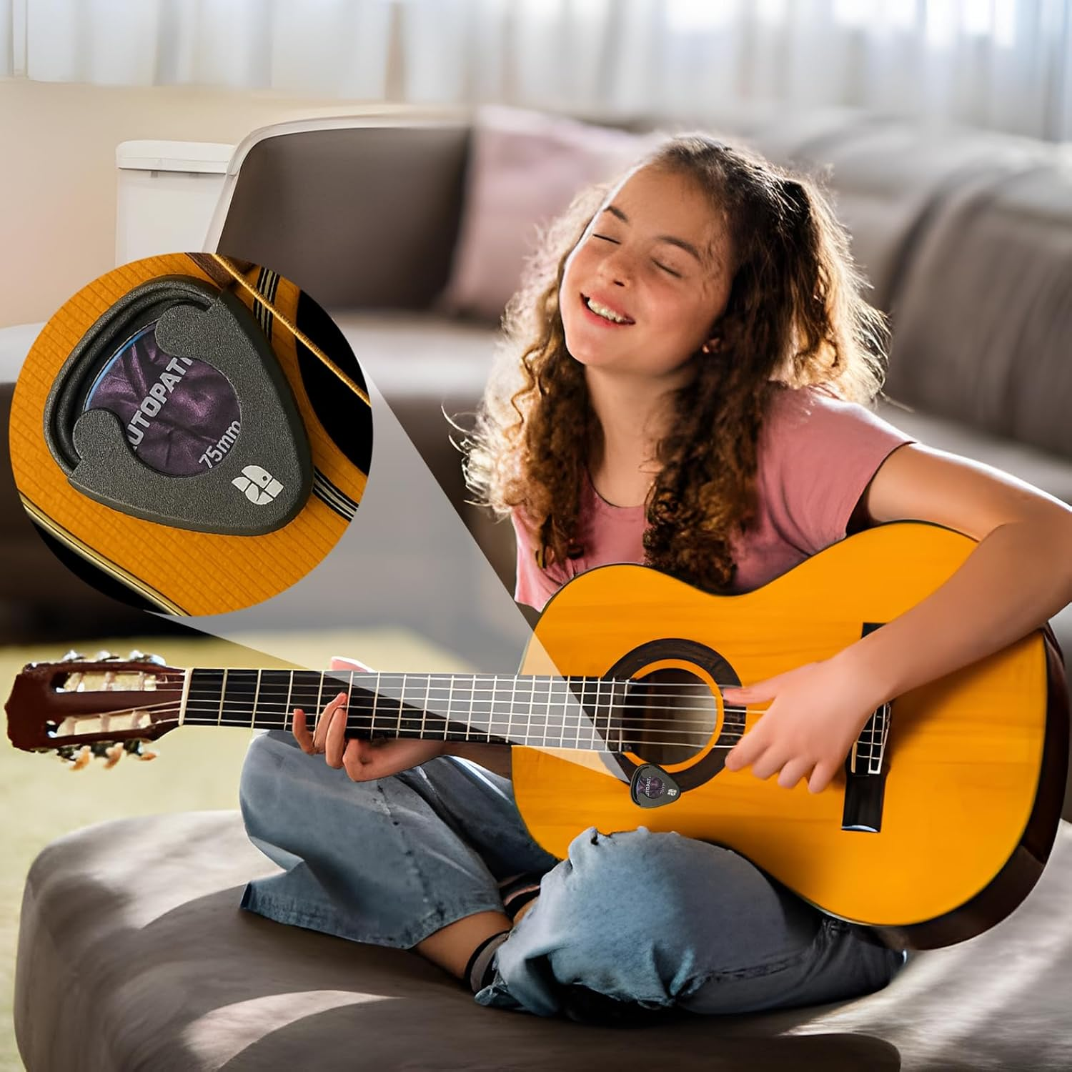 18 Pack Celluloid Guitar Picks with Organizer Storage Box & Holder Case,0.5 0.57 0.75 0.84 1.0 1.2 Mm Six Timbres and Touch Thicknesses & Variety Colorful Plectrums for Bass Electric Acoustic Ukulele image number 3