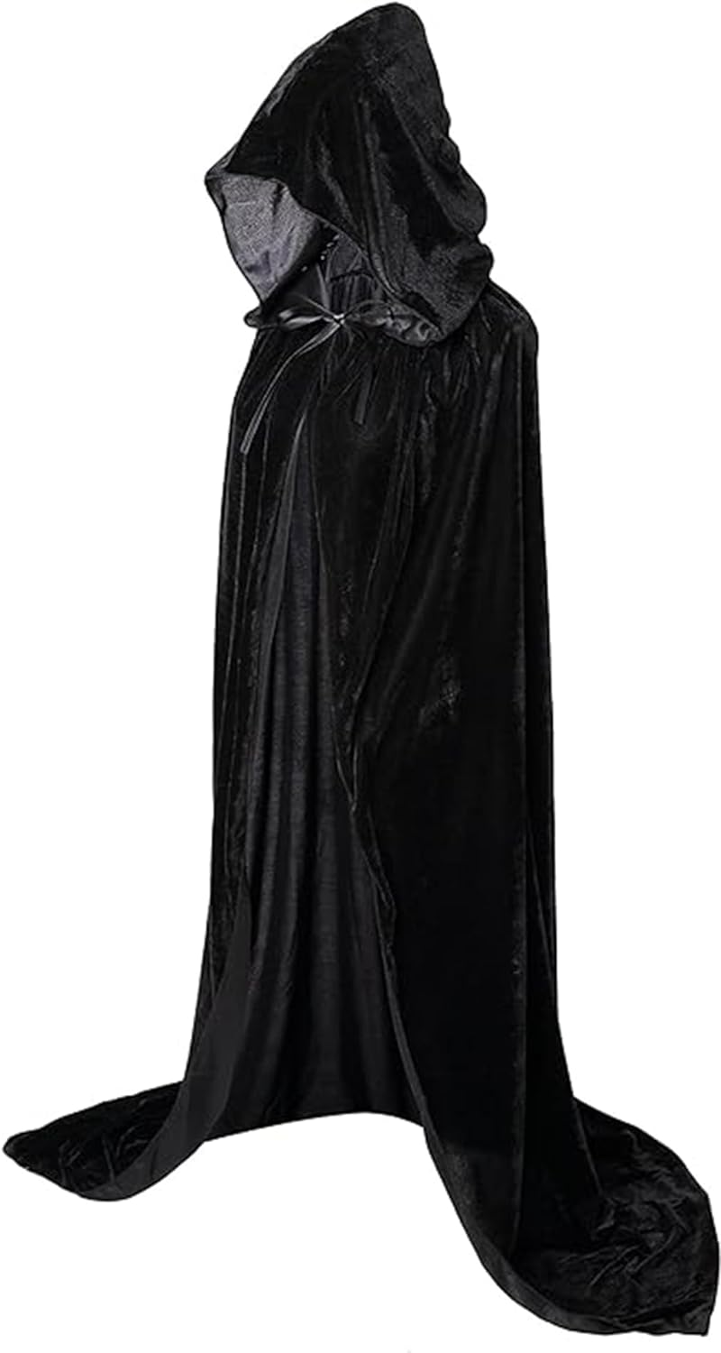 Ricjurzzty Unisex Hooded Cloak Full Long Velvet Cape for Halloween Cosplay Costumes