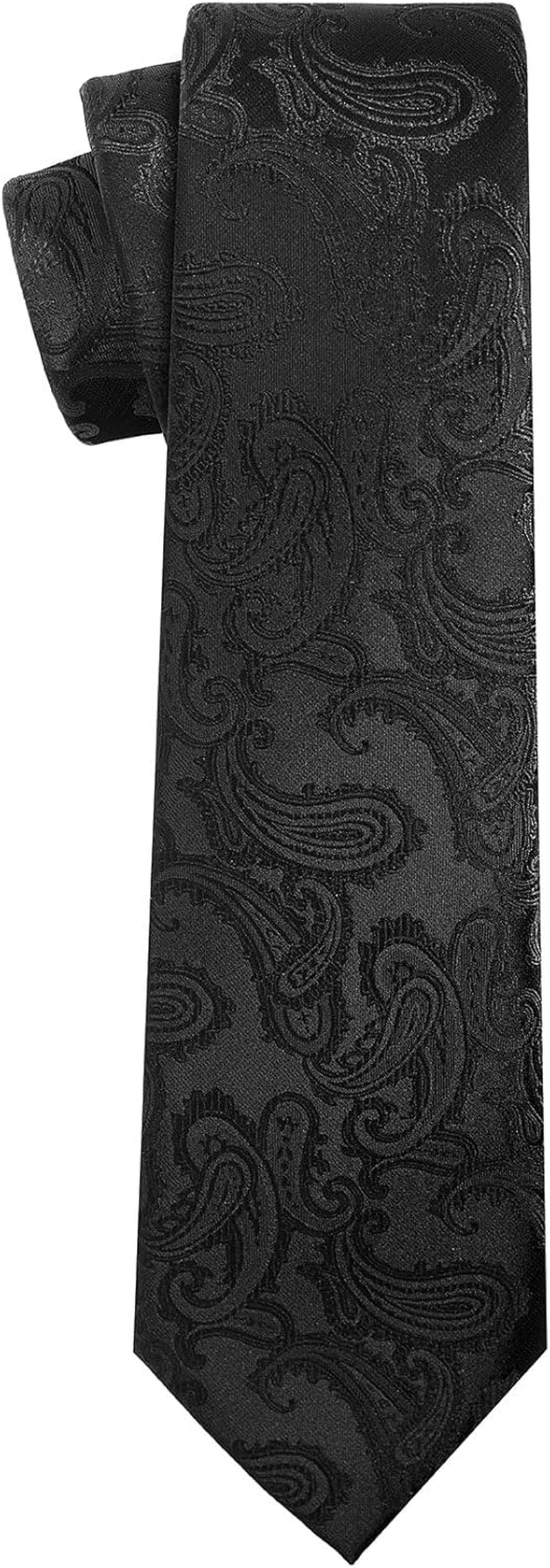 Kissties Mens Necktie Paisley Tie + Gift Box - Burgundy Red image number 2