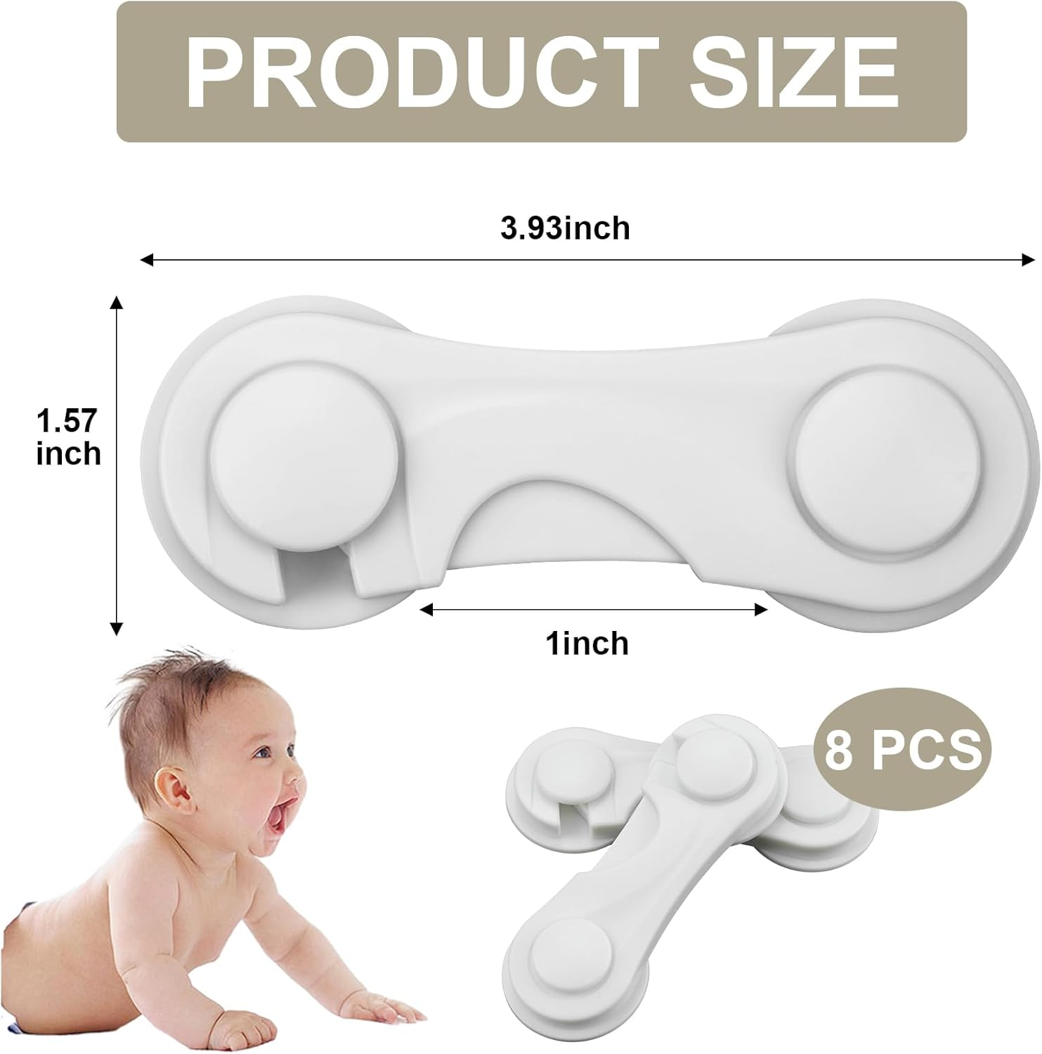 Child Safety Cabinet Locks 8 Pack Cabinet Door Locks with Adhesive for Baby Proof Childproof Safety Locks for Drawer Cupboards Fridge Closet and Pantry image number 3