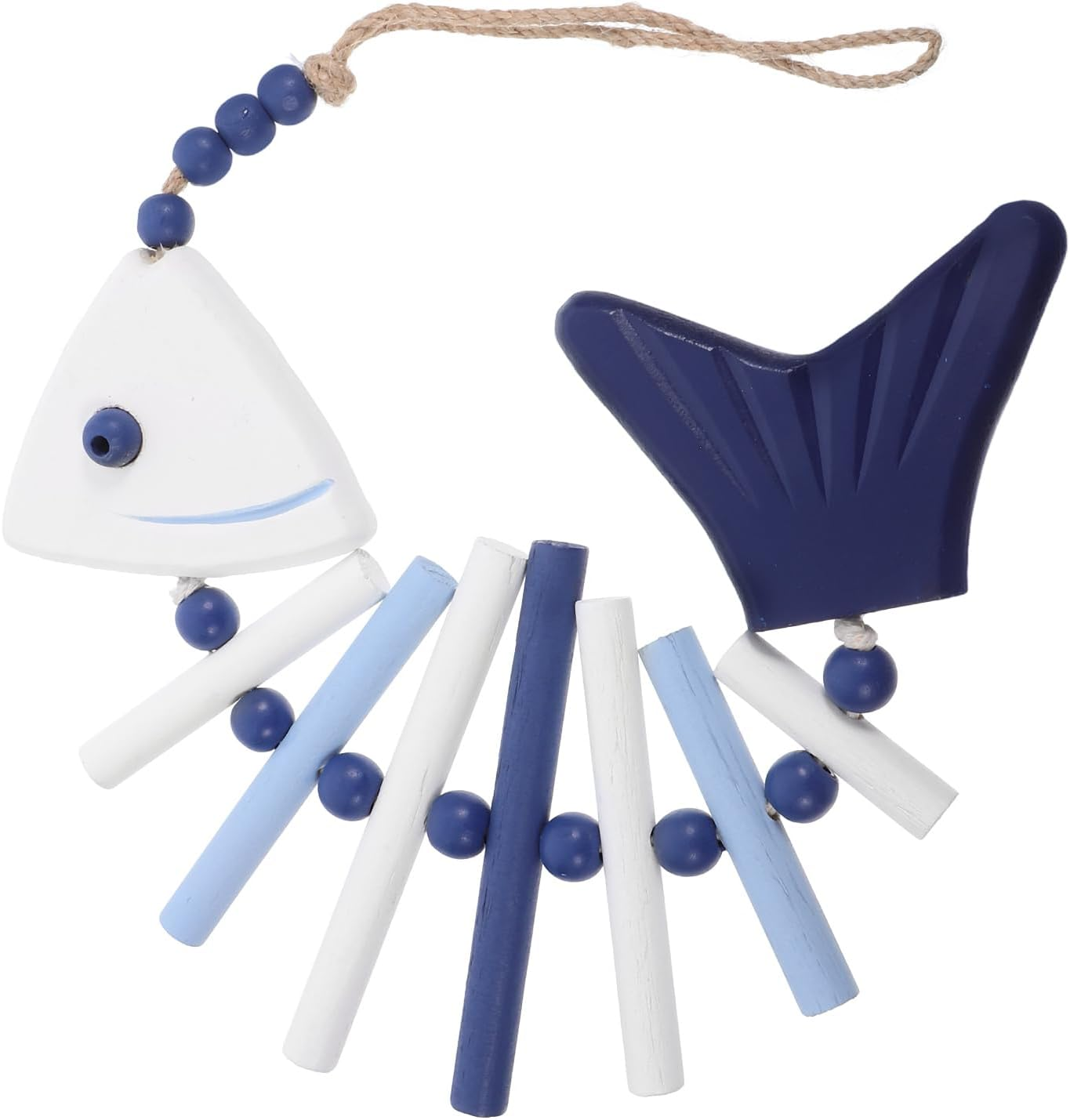 LUOZZY Mediterranean Style Wooden Fish Bone Hanging Decoration Nautical Wall Fish Bone Pendant Wall Hanging Ornament for Home Bar Supply image number 2