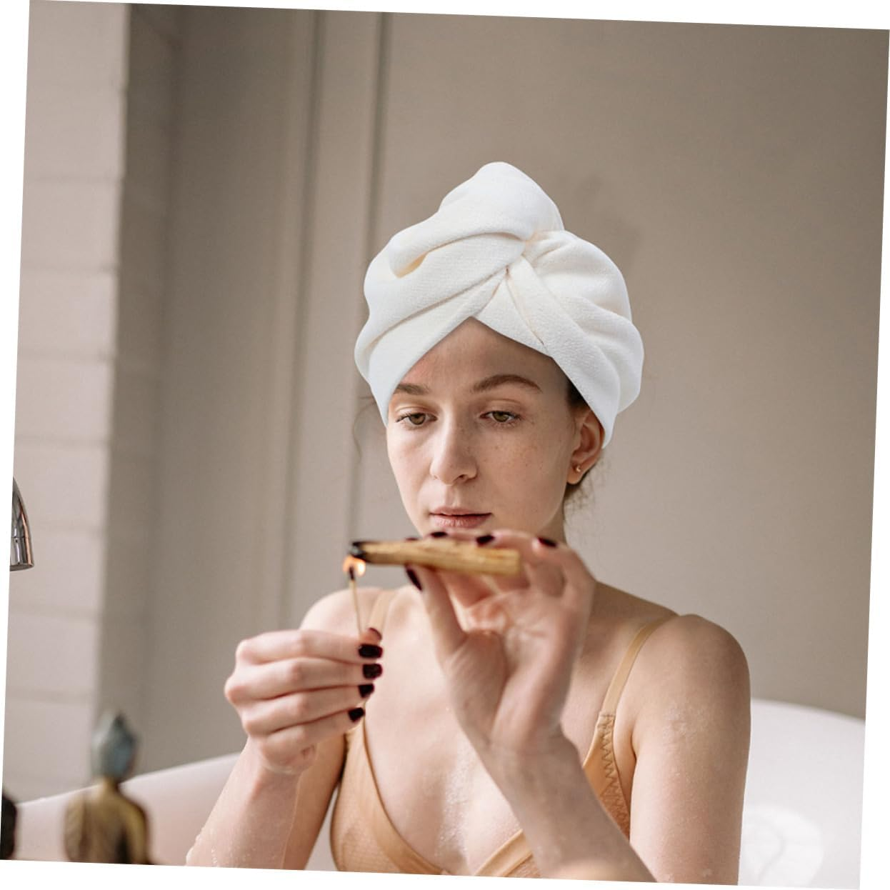 FRCOLOR 2Pcs Hair Drying Hat Microfiber Hair Towel Wrap Soft Bonnet for Women Fast Drying image number 5