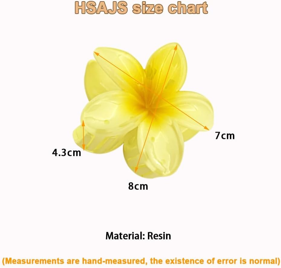 HSAJS Pack of 6 Flower Hair Clips Hawaii Non-Slip Hair Jaw Clips Cute Jelly Colour Hair Clips Strong Hold Styling Accessories Flower Clip for Women Girls Gifts