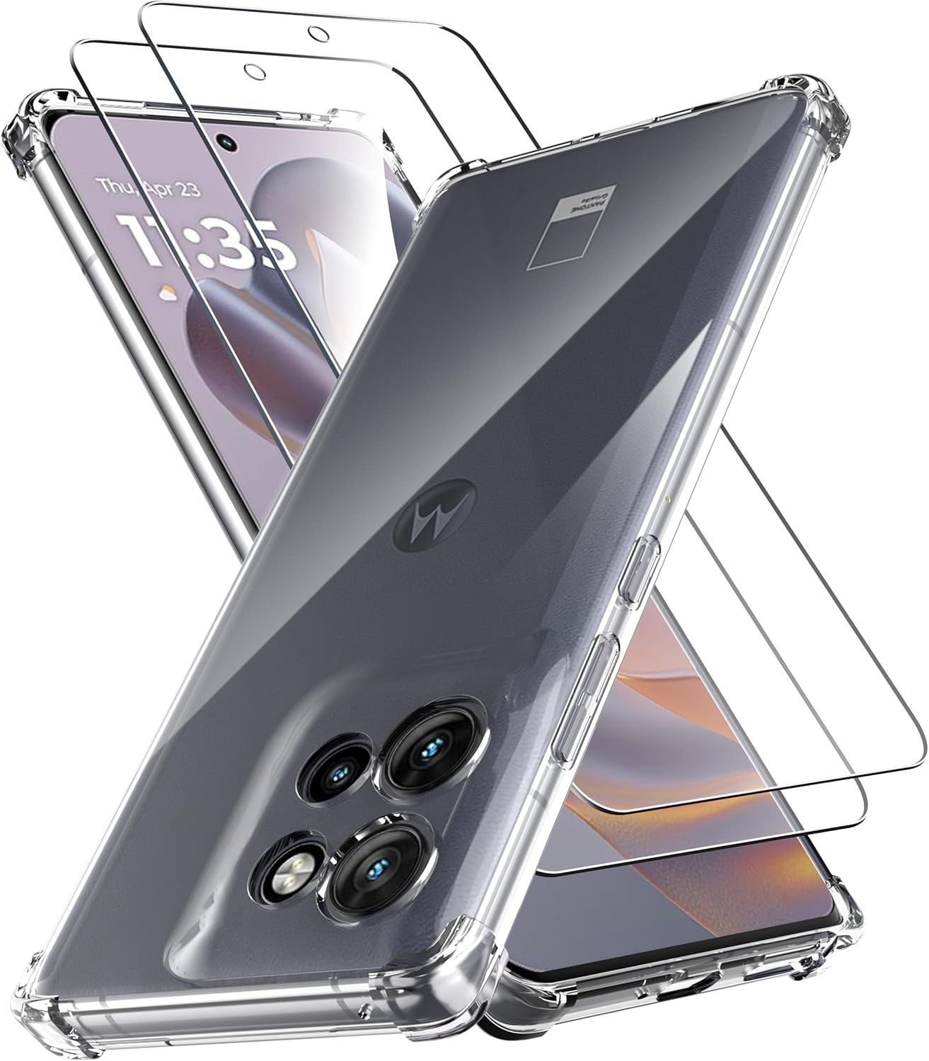 Anoowkoa Mobile Phone Case for Motorola Moto G06/Moto G06 Power Case + 2 Pieces Moto G06/G06 Power Tempered Glass Screen Protector [Transparent Silicone] [Shockproof Scratch-Resistant] Thin