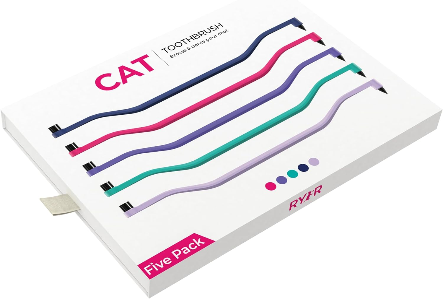 RYERCAT Set of 5 Dual-Sided Cat Toothbrushes - Kitten Toothbrush with Micro Head to Fit into Cat/Kittens Mouth - Cat Dental Care Supplies - Pet Toothbrush for Cats - Amethyst Purple  Ocean Blue image number 5